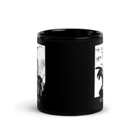 Aleister Crowley Great Beast 666 artwork on black glossy coffee mug, 11 oz, front view