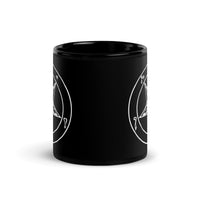 Sigil of Baphomet artwork on black glossy coffee mug, 11 oz, front view