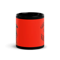 Gruss Vom Krampus artwork on black glossy coffee mug, 11 oz, front view