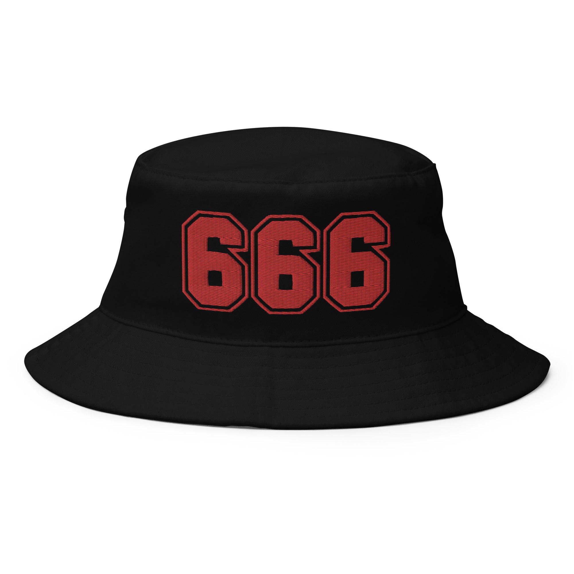 Red 666 The Number of the Beast Evil Embroidered Bucket Hat