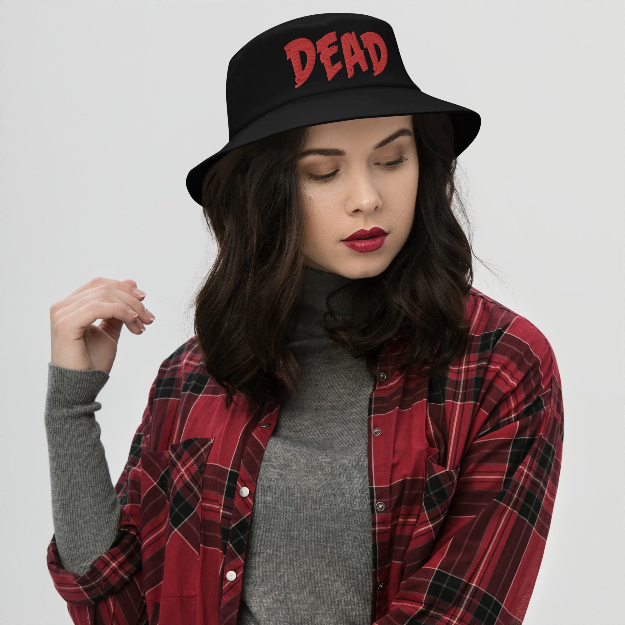 Red DEAD Emotional Depression Embroidered Bucket Hat