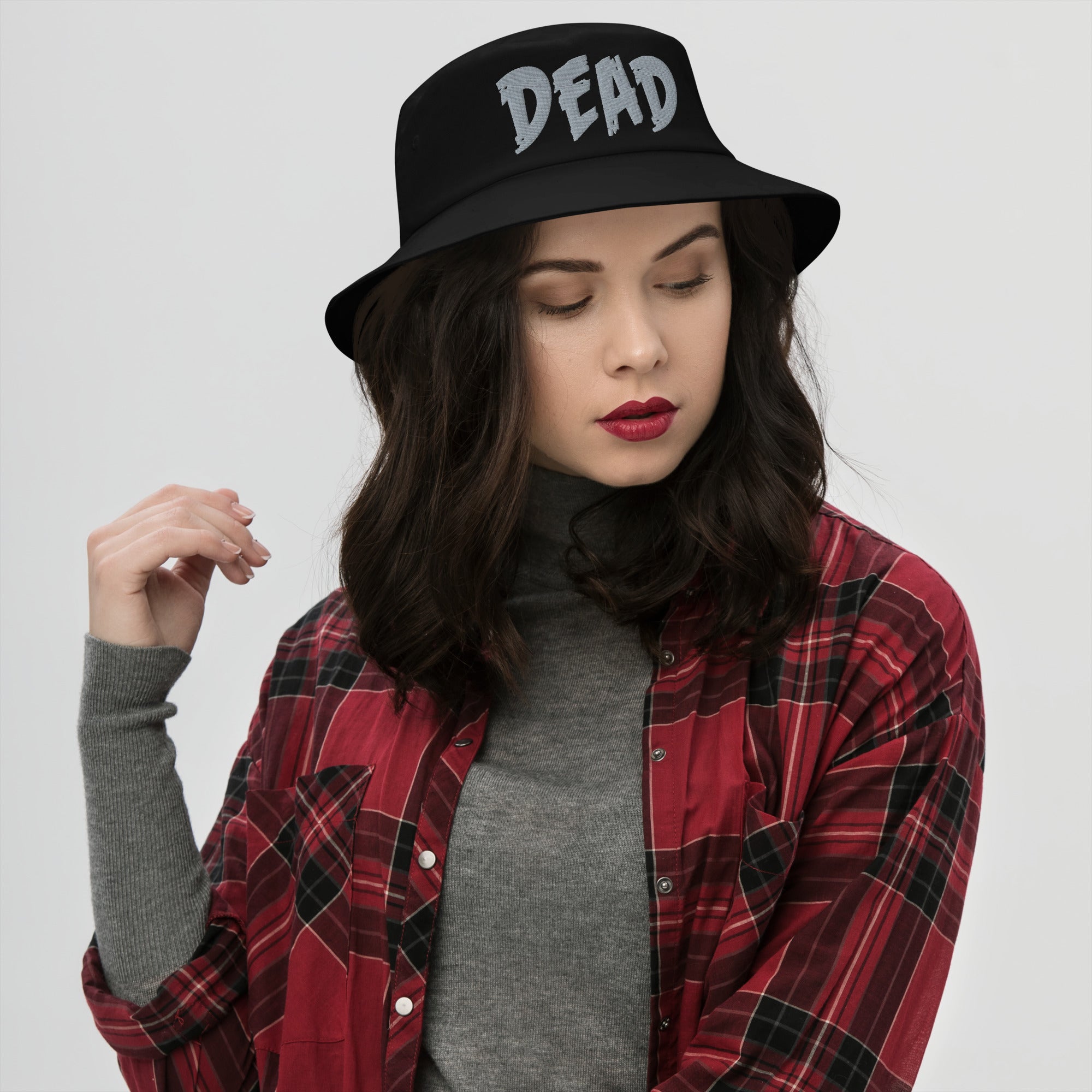 Grey DEAD Emotional Depression Embroidered Bucket Hat