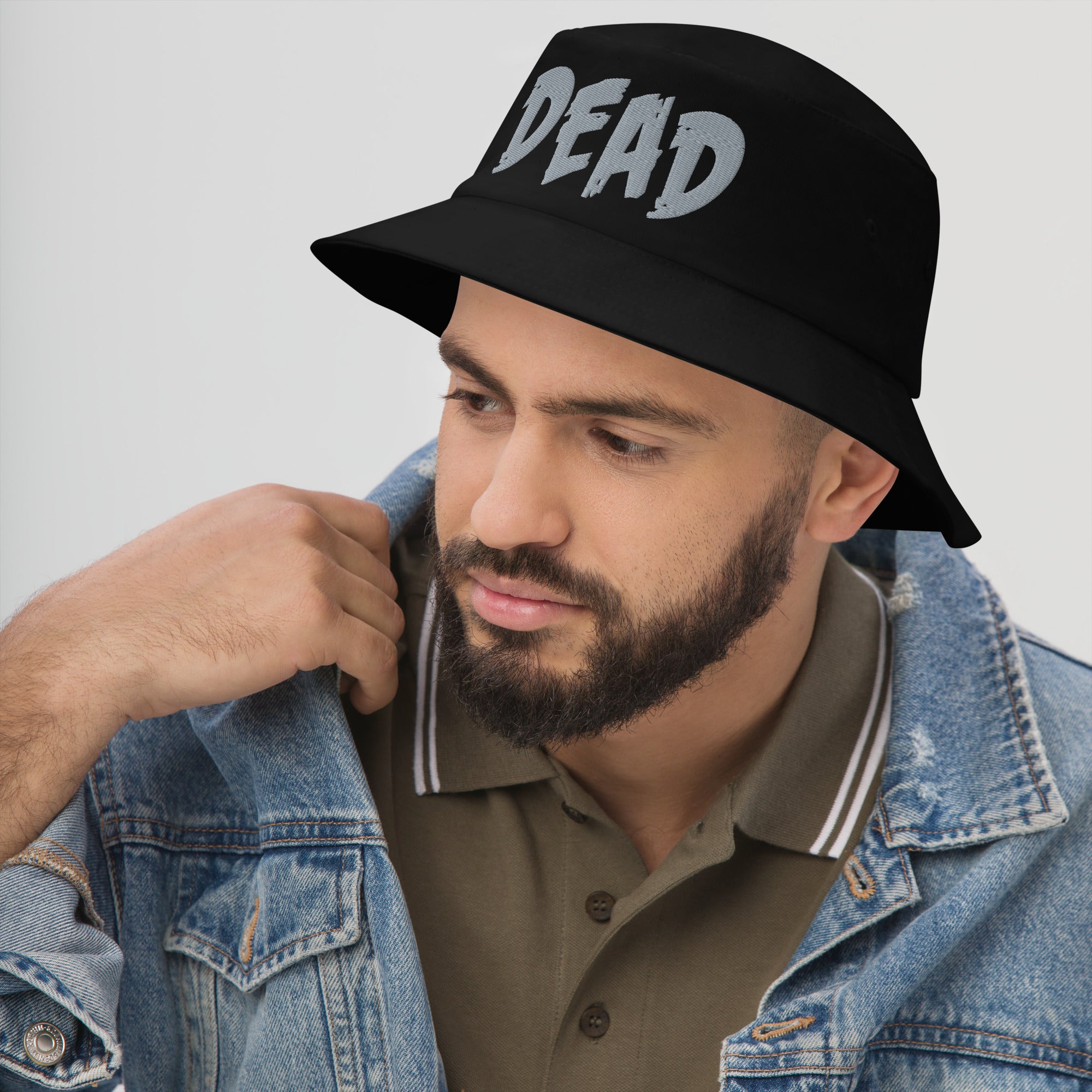 Grey DEAD Emotional Depression Embroidered Bucket Hat