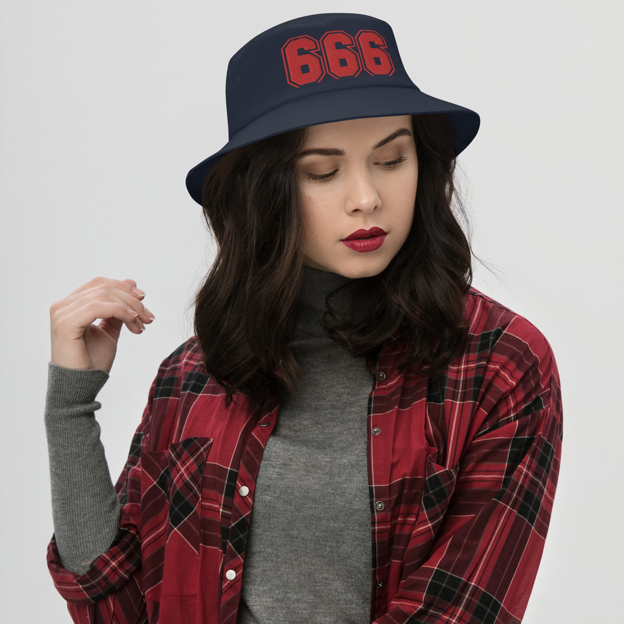 Red 666 The Number of the Beast Evil Embroidered Bucket Hat