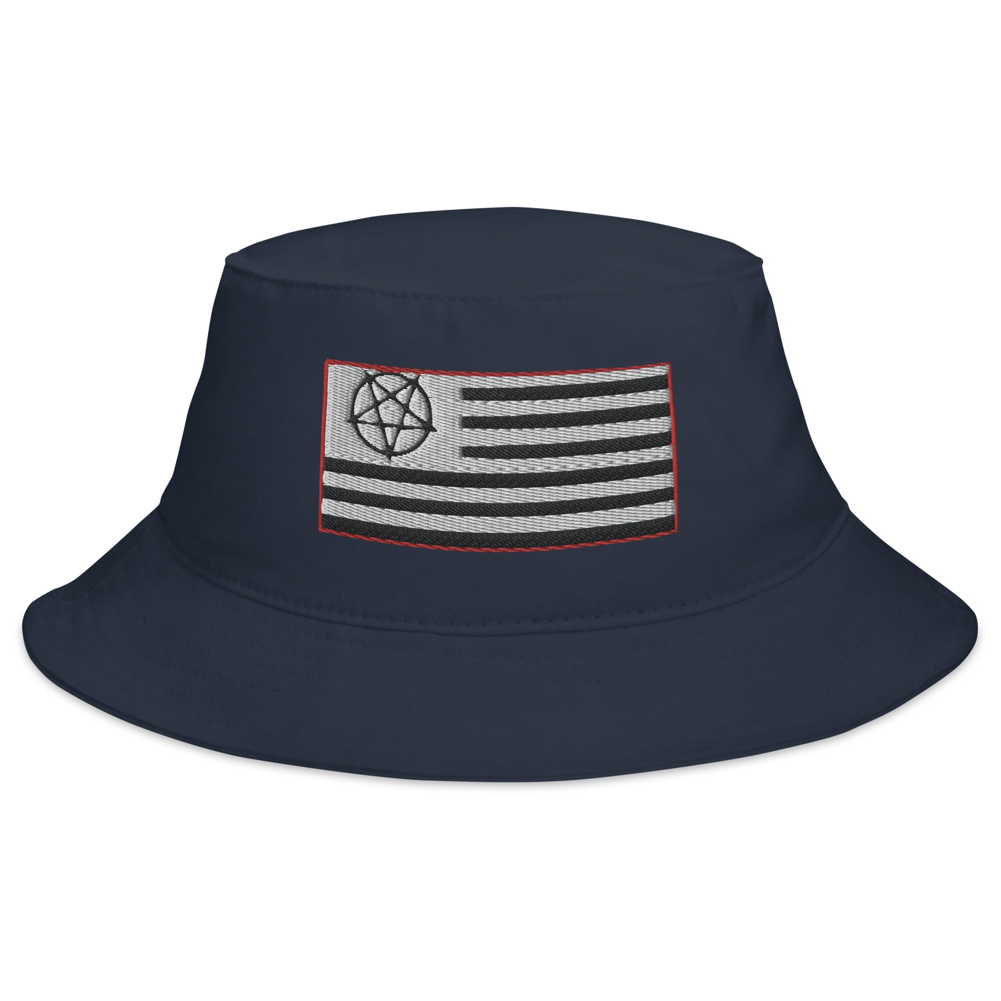 American Satanist Inverted Pentagram U.S. Flag Embroidered Bucket Hat