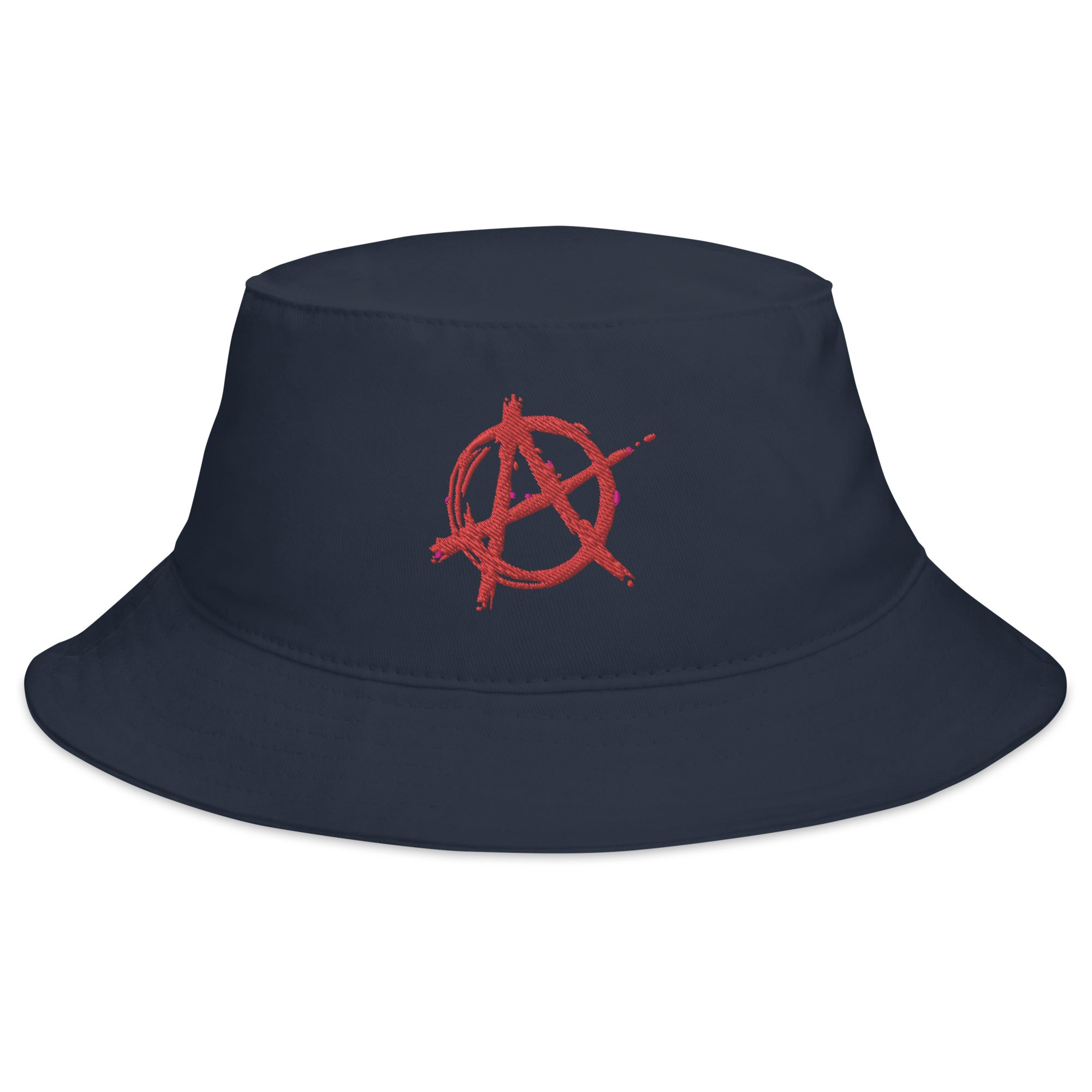 Red Anarchy Sign Punk Rock Chaos Embroidered Bucket Hat