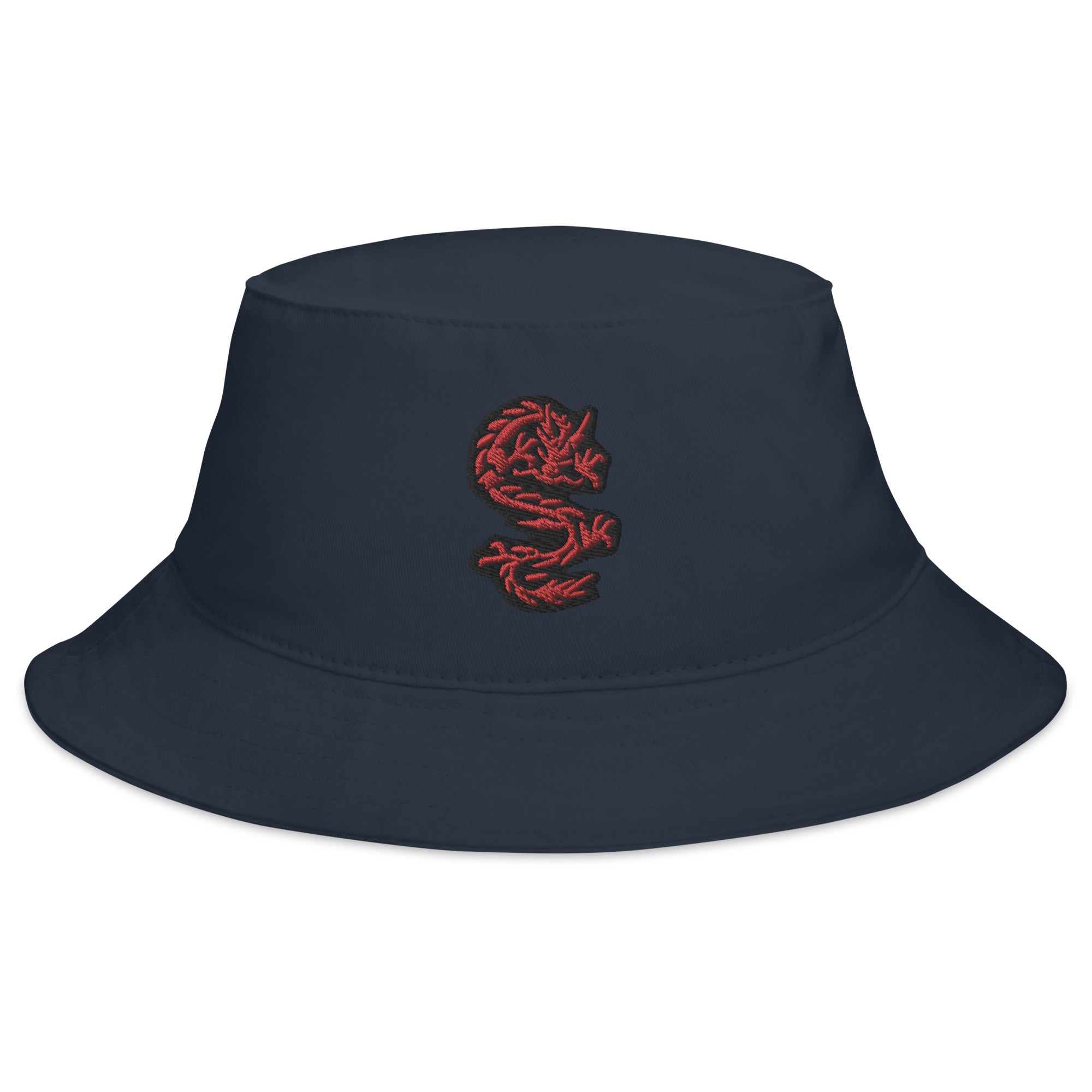 Red Ancient Chinese Dragon Embroidered Bucket Hat Mythology and Folklore