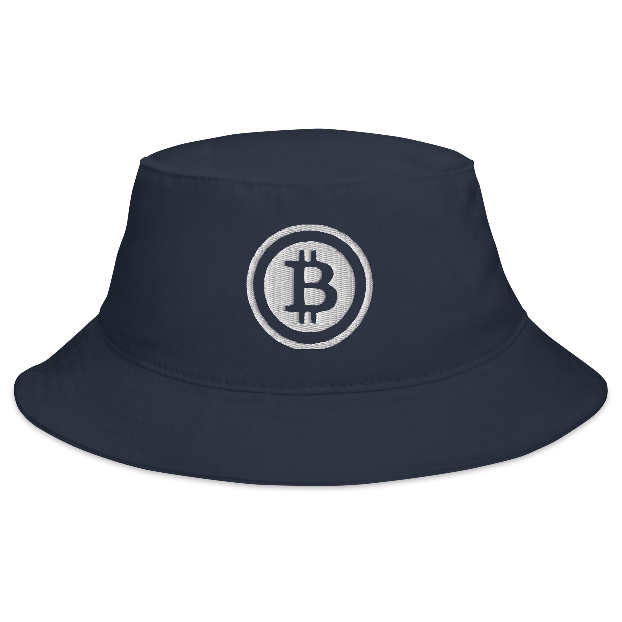 White Bitcoin Crypto Currency Symbol Ticker Embroidered Bucket Hat