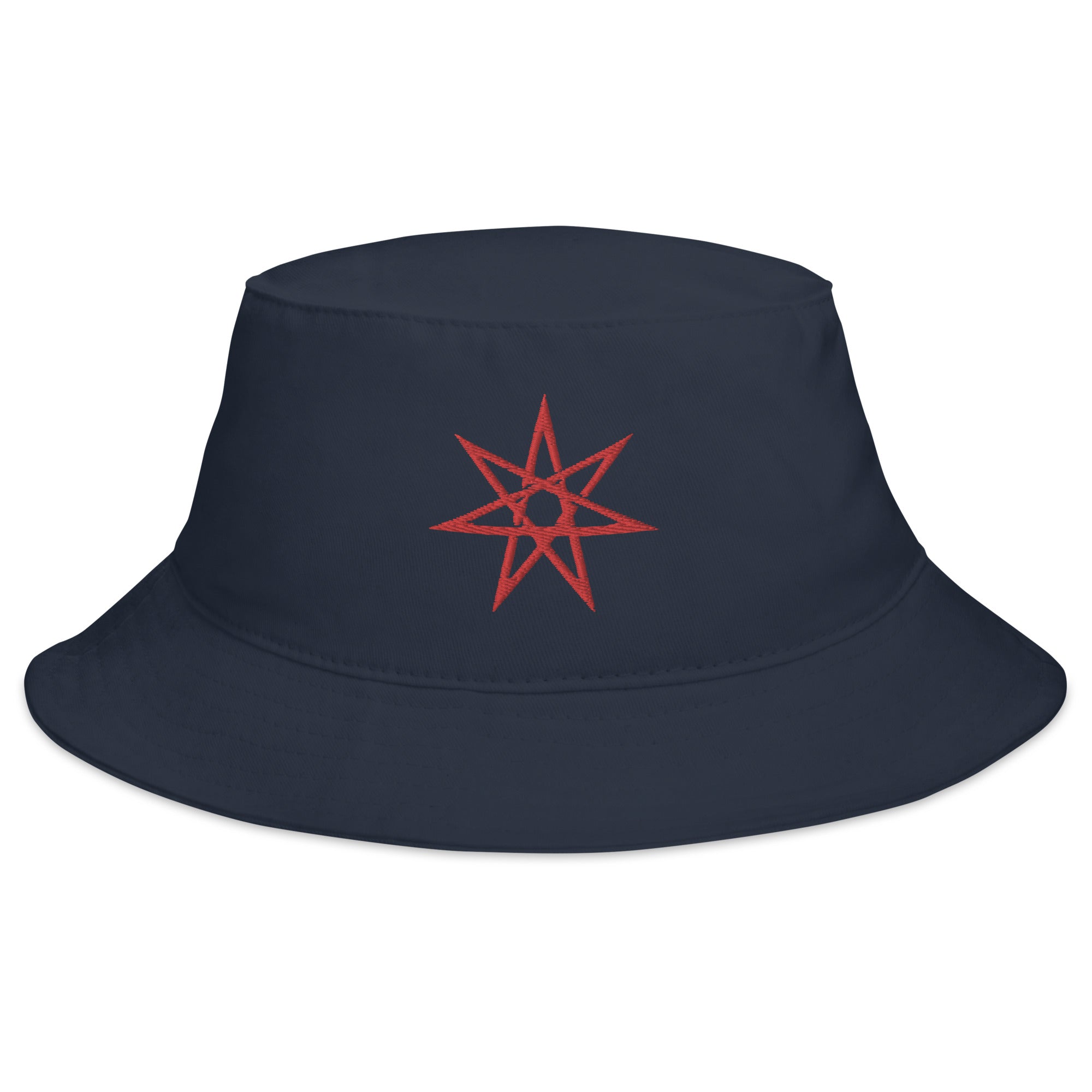 Red Elven Star Embroidered Bucket Hat Pagan Witchcraft Symbol