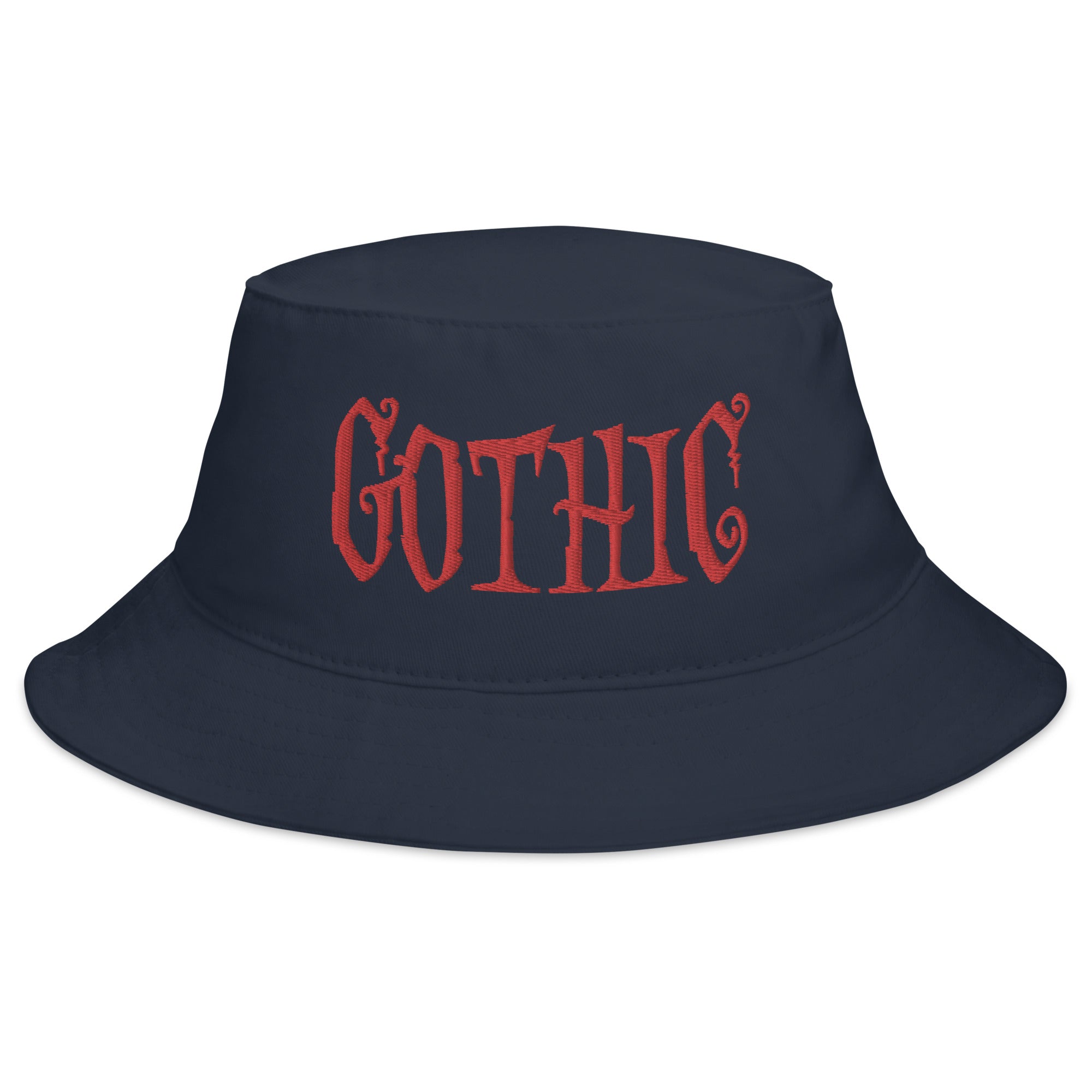 Red Gothic Dramatic Style Embroidered Bucket Hat Goth Fashion