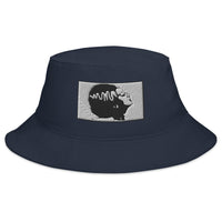 Navy bucket hat with Halloween Monster Bride of Frankenstein embroidered artwork, front view