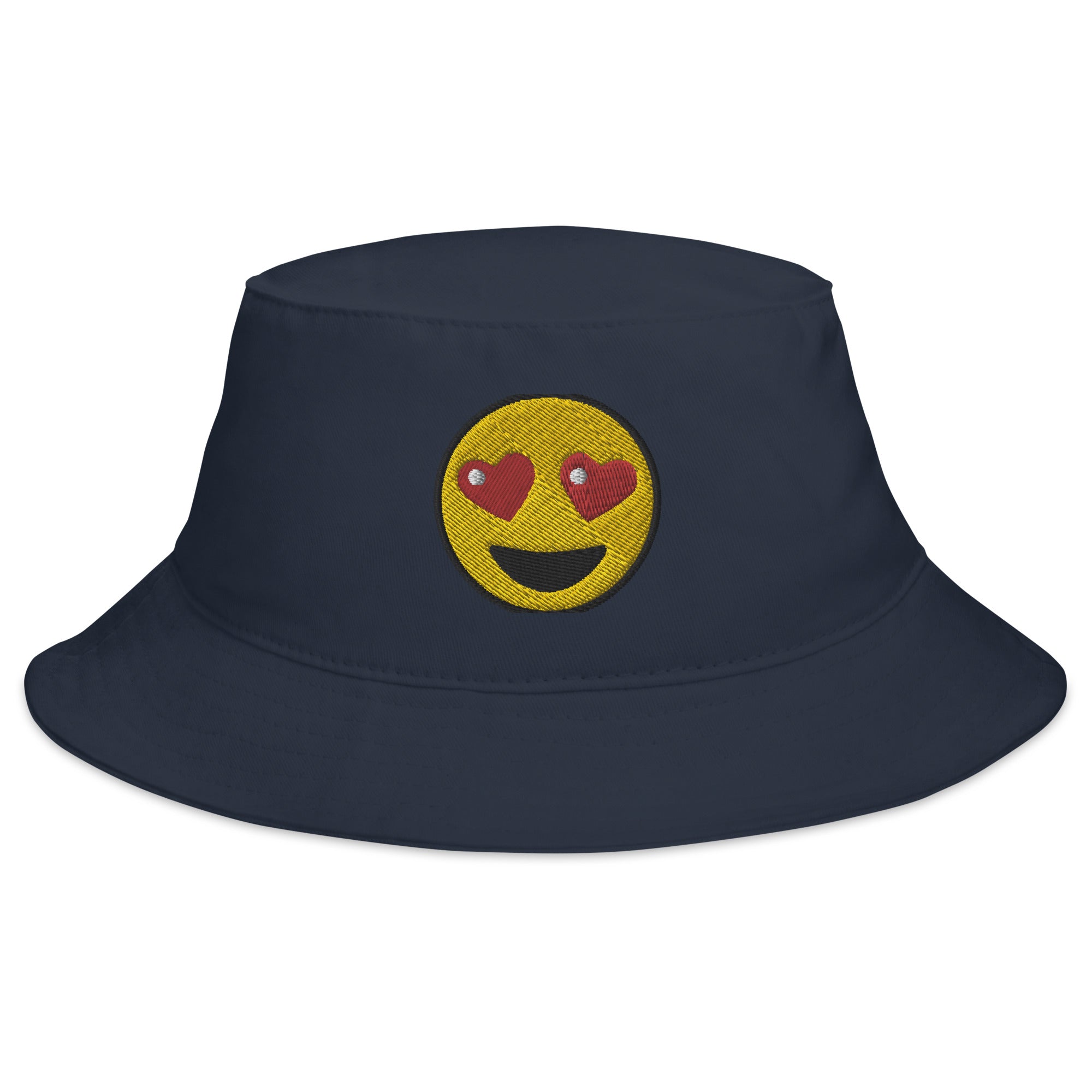 Heart-Eyes Emoji Embroidered Bucket Hat Smiling Face Emoticon