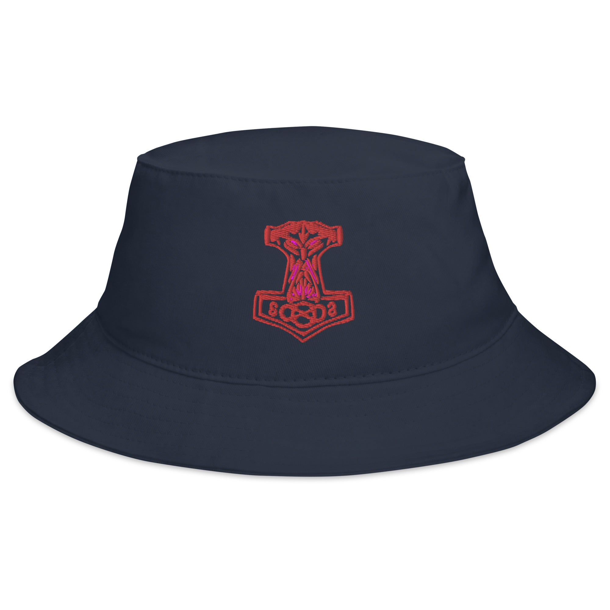 Odin War Hammer Embroidered Bucket Hat Norse Mythology