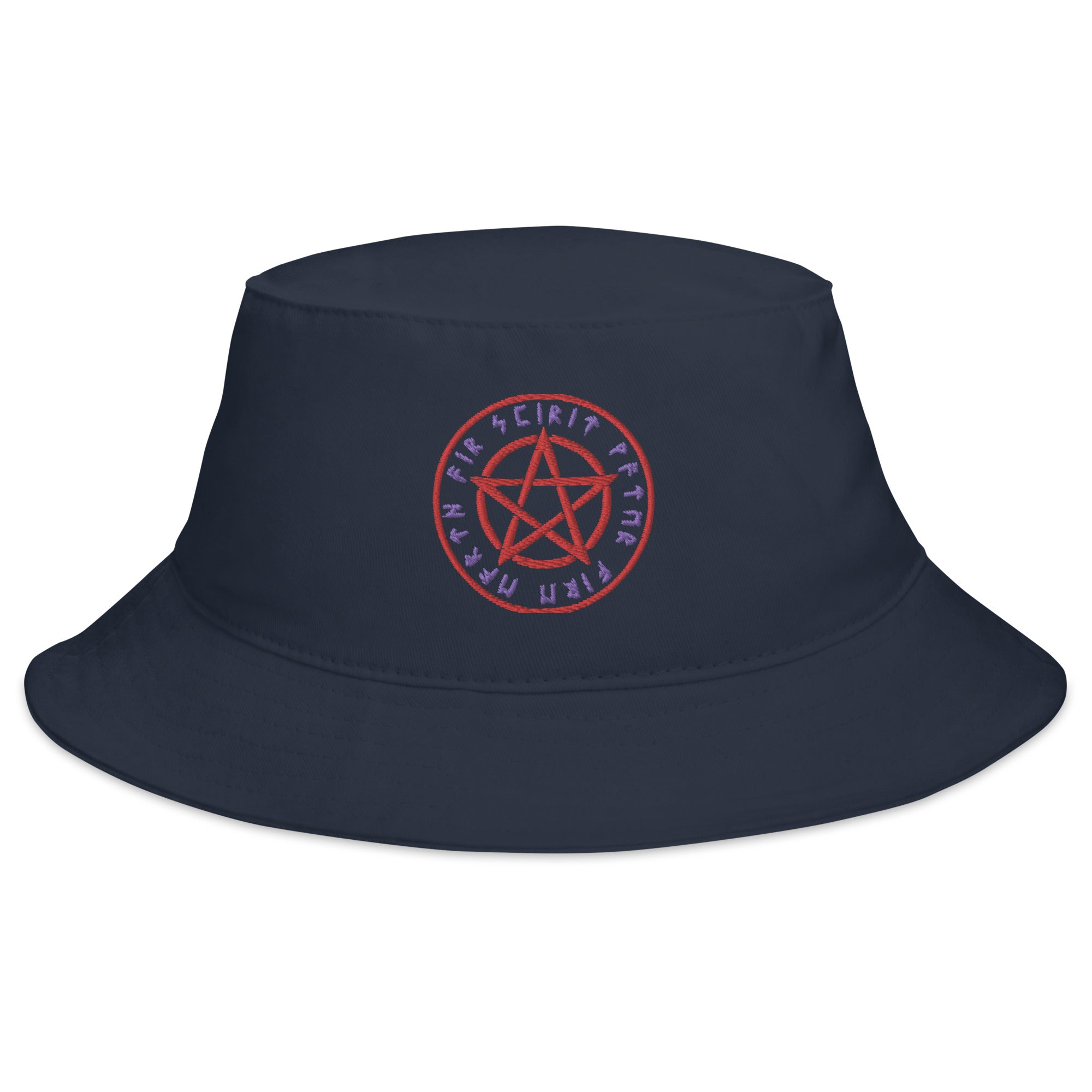 Rune Script Wiccan Ritual Pentagram Embroidered Bucket Hat