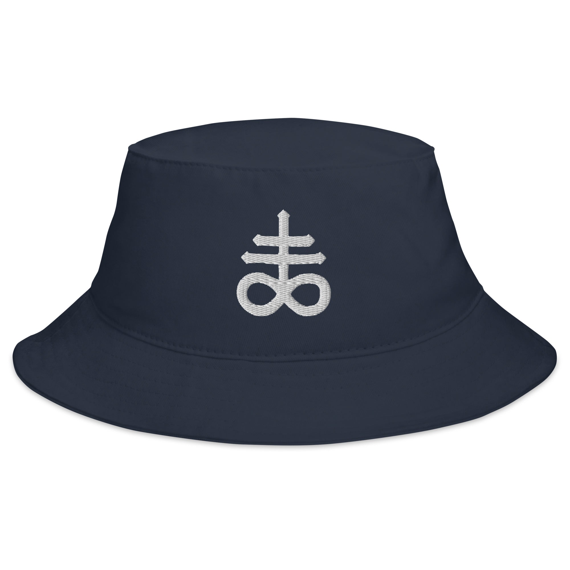 White The Leviathan Cross of Satan Occult Symbol Embroidered Bucket Hat