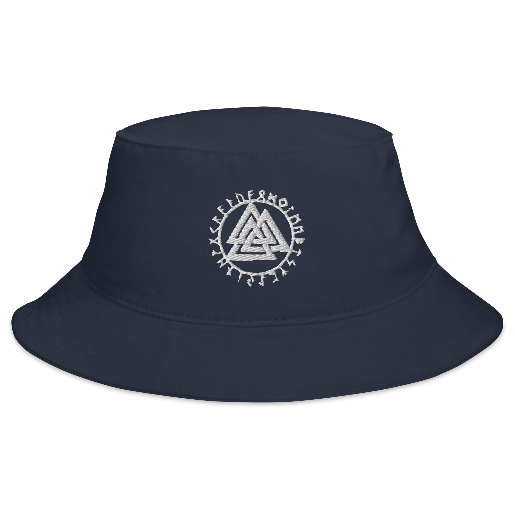 The Valknut Symbol with Viking Runes Embroidered Bucket Hat