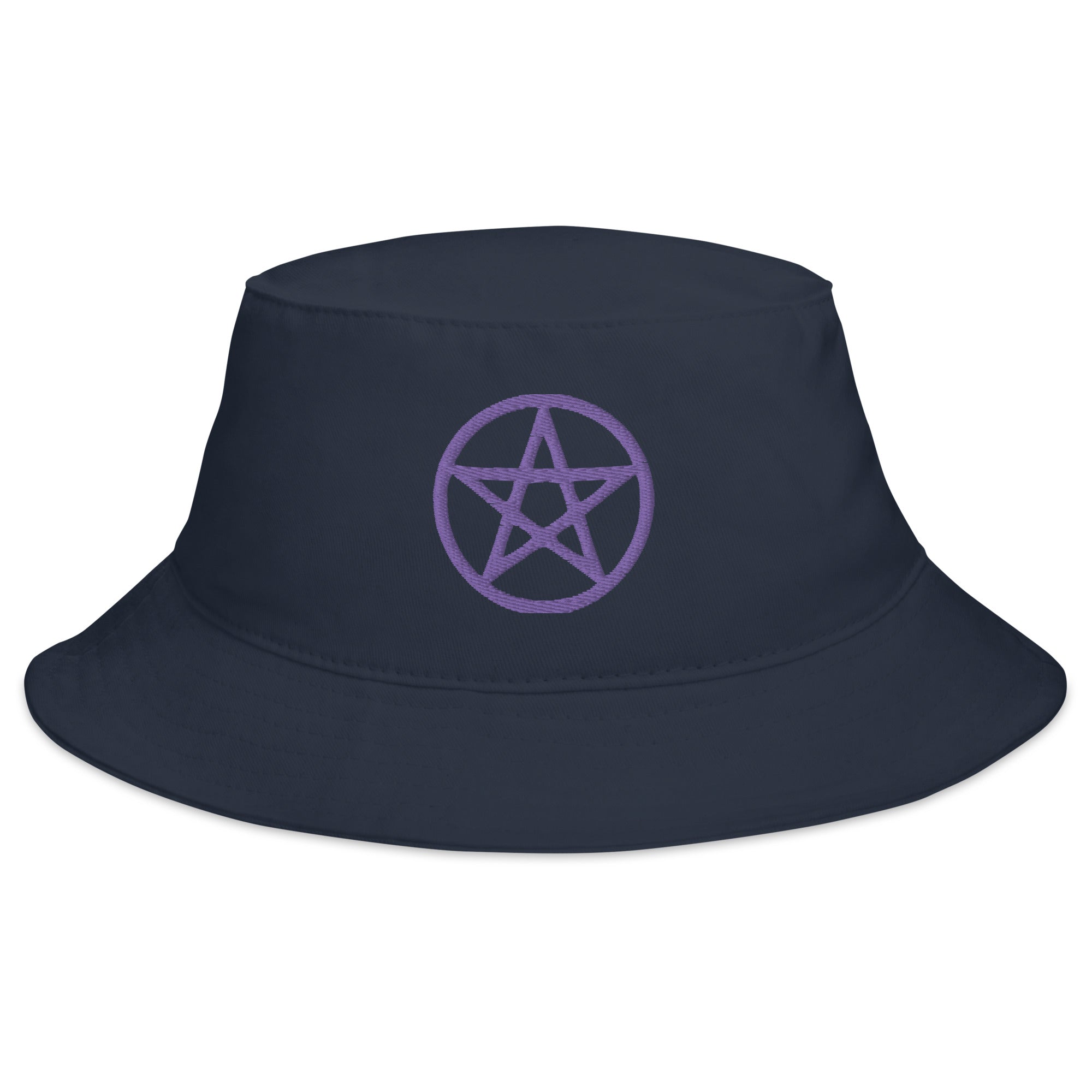 Purple Wiccan Witchcraft Pentagram Embroidered Bucket Hat Pagan Ritual