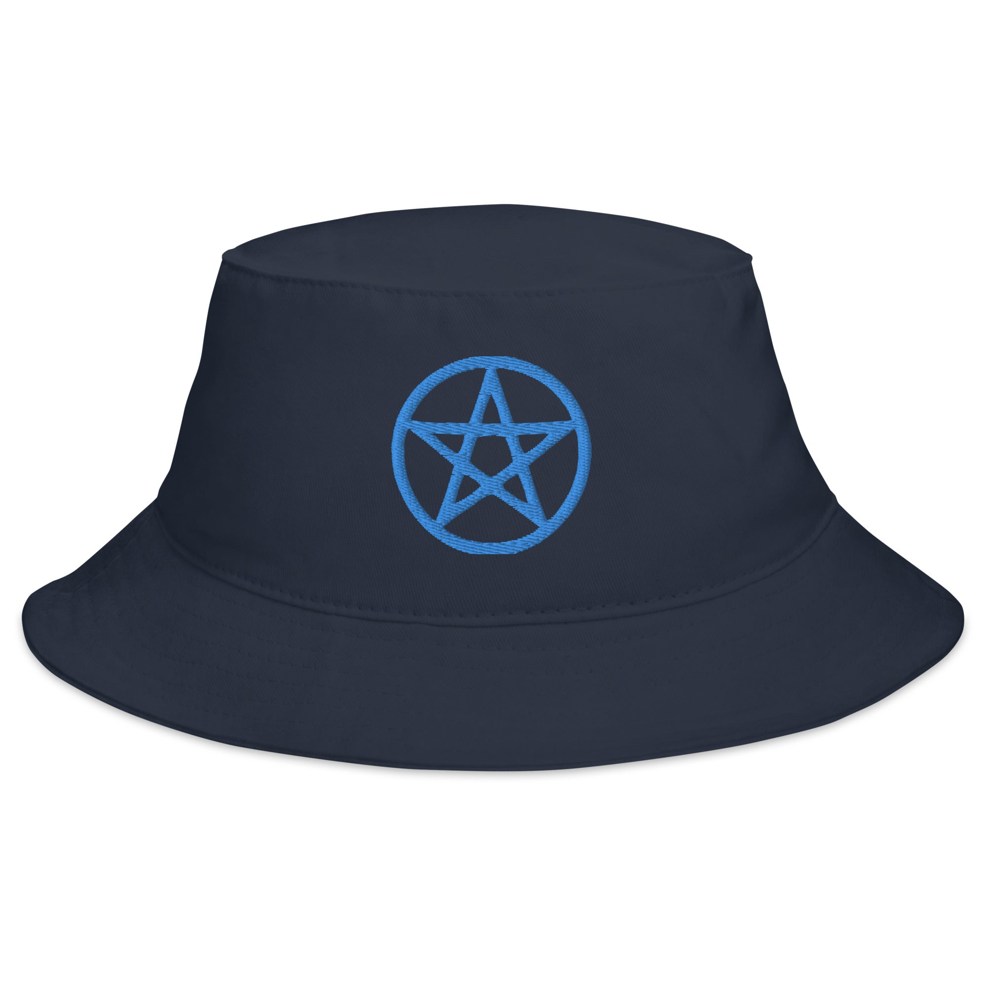 Blue Wiccan Witchcraft Pentagram Embroidered Bucket Hat Pagan Ritual