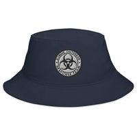 Navy bucket hat with Zombie Outbreak Response Team embroidered artwork, front view