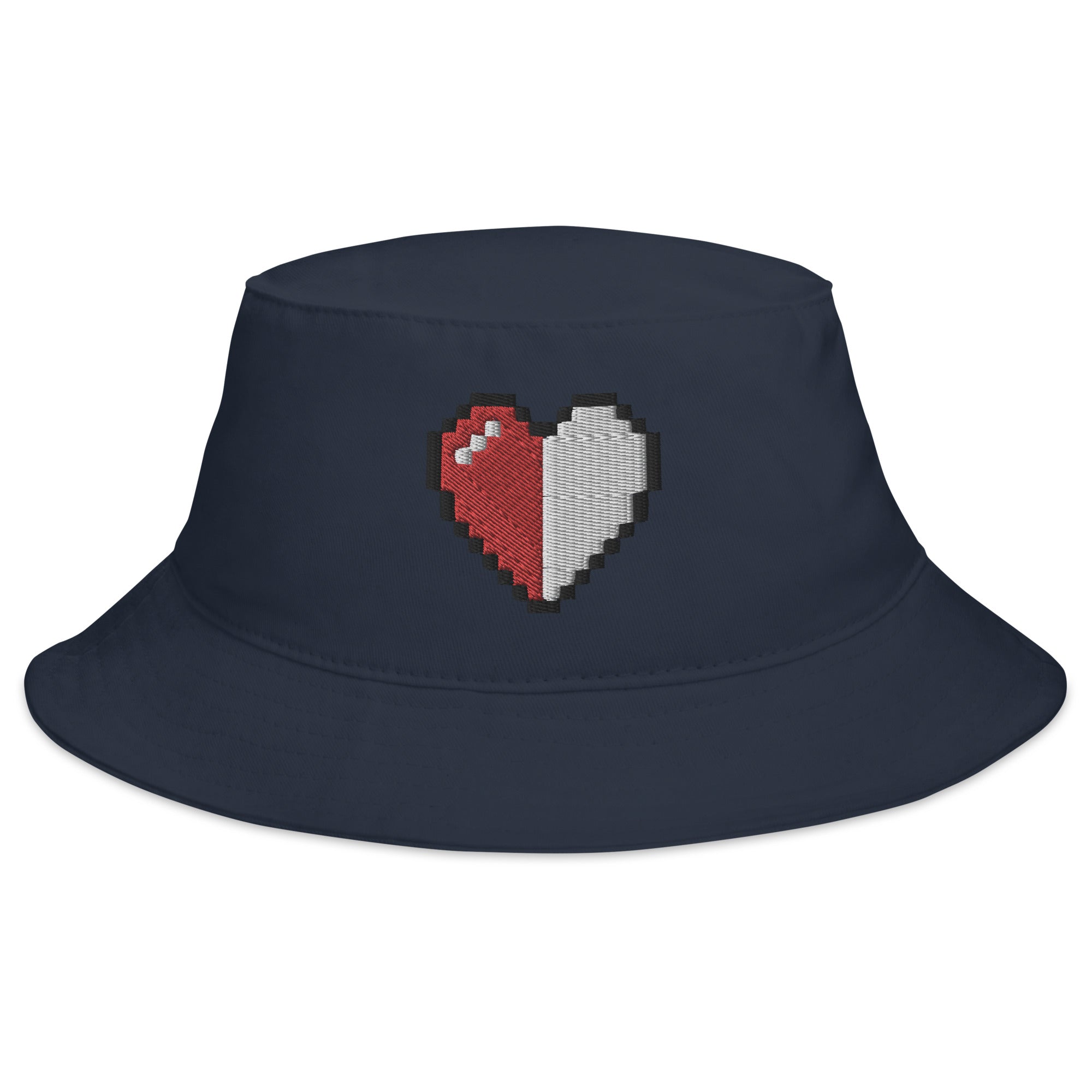 Retro 8 Bit Video Game Pixelated Half Life Heart Embroidered Bucket Hat