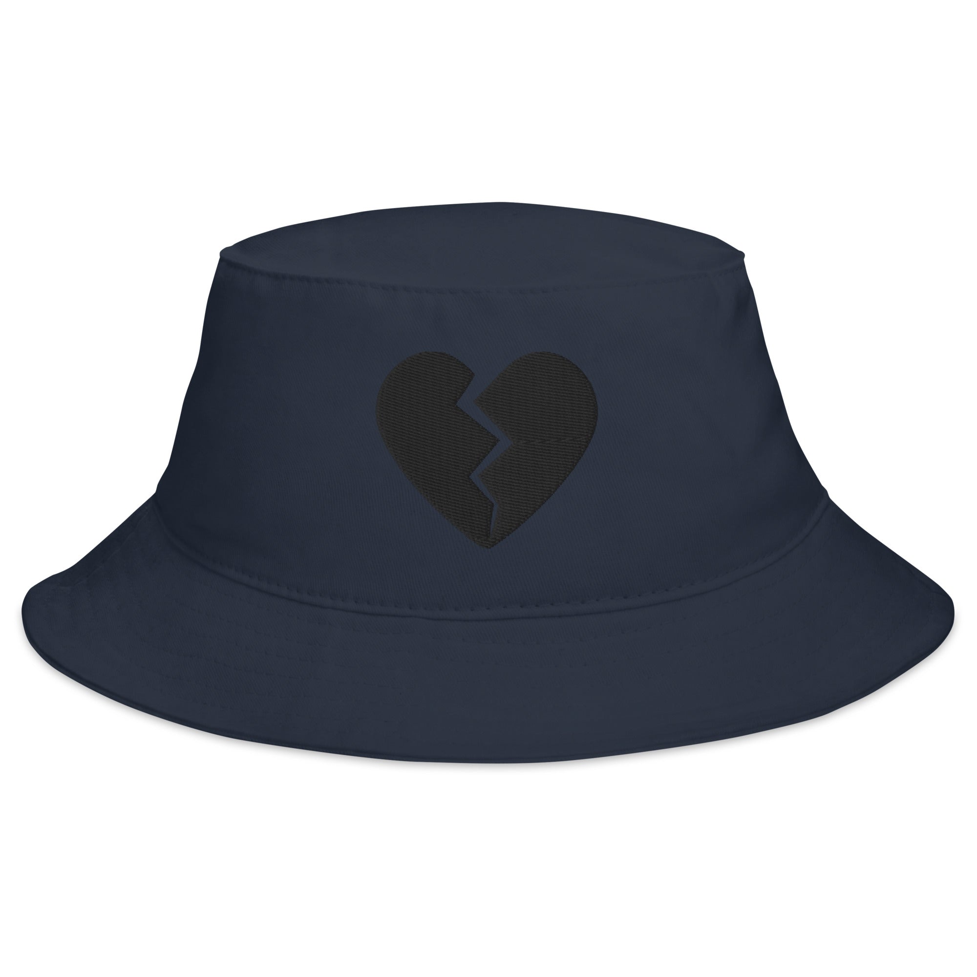Goth Black Broken Heart Valentines Day Embroidered Bucket Hat