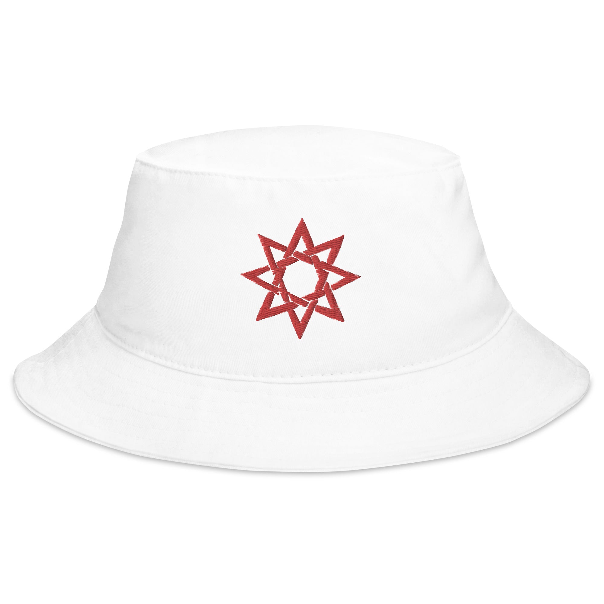 Red 8 Point Star Octagram Anu God of the Heavens Embroidered Bucket Hat