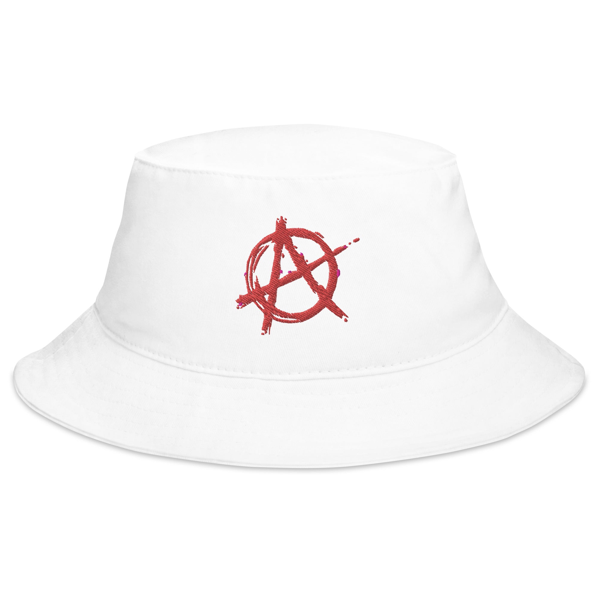 Red Anarchy Sign Punk Rock Chaos Embroidered Bucket Hat