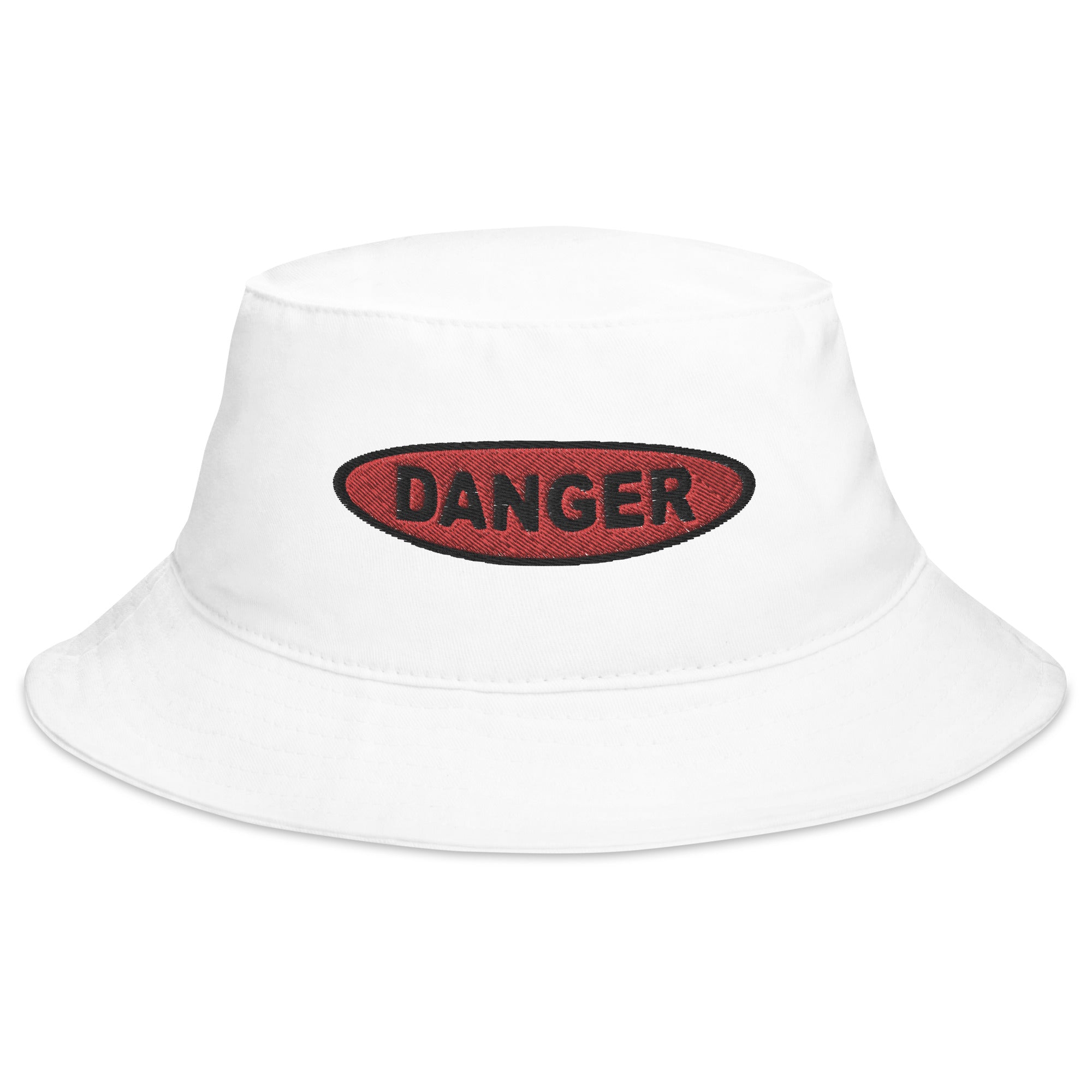 Red Danger Sign Embroidered Bucket Hat Warning