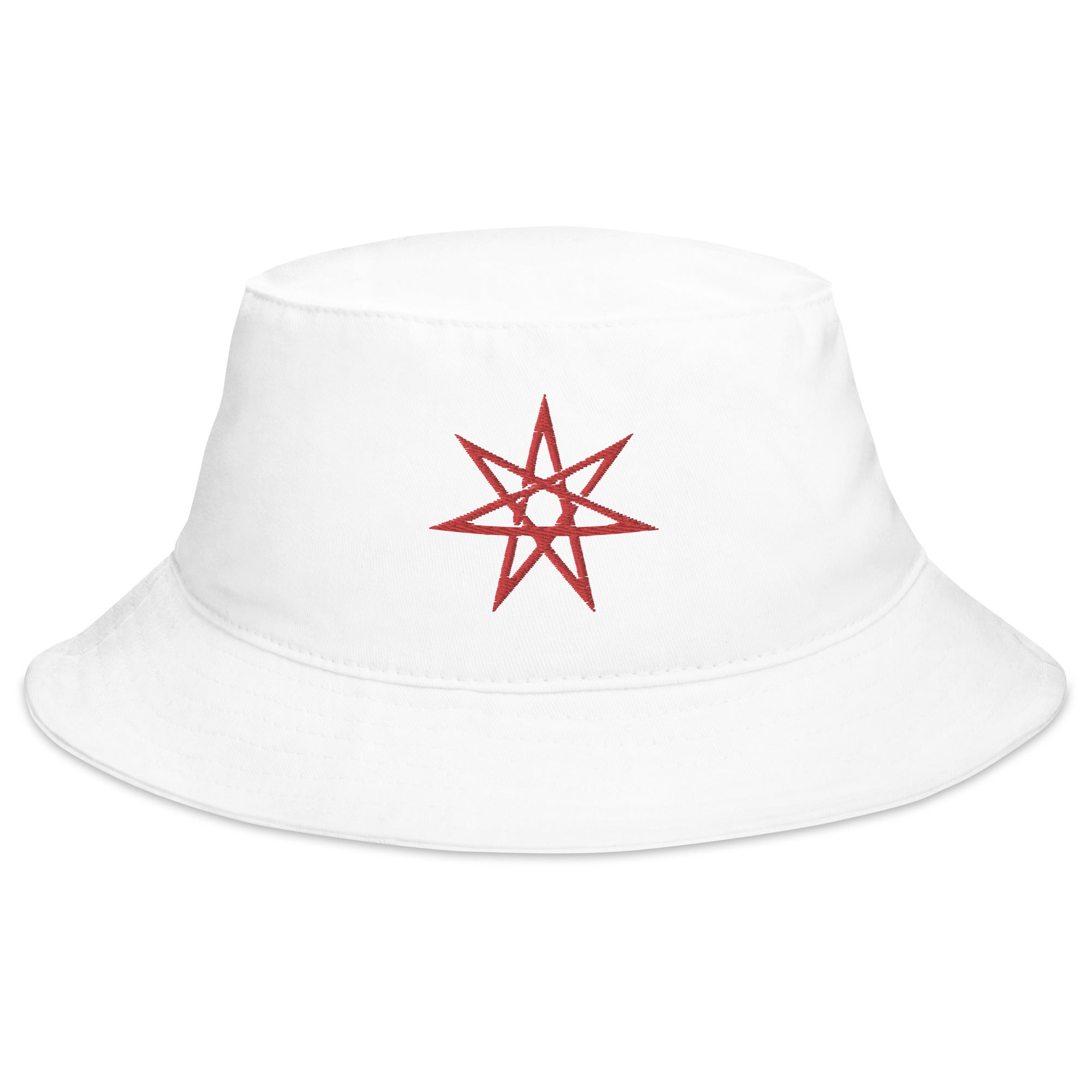 Red Elven Star Embroidered Bucket Hat Pagan Witchcraft Symbol