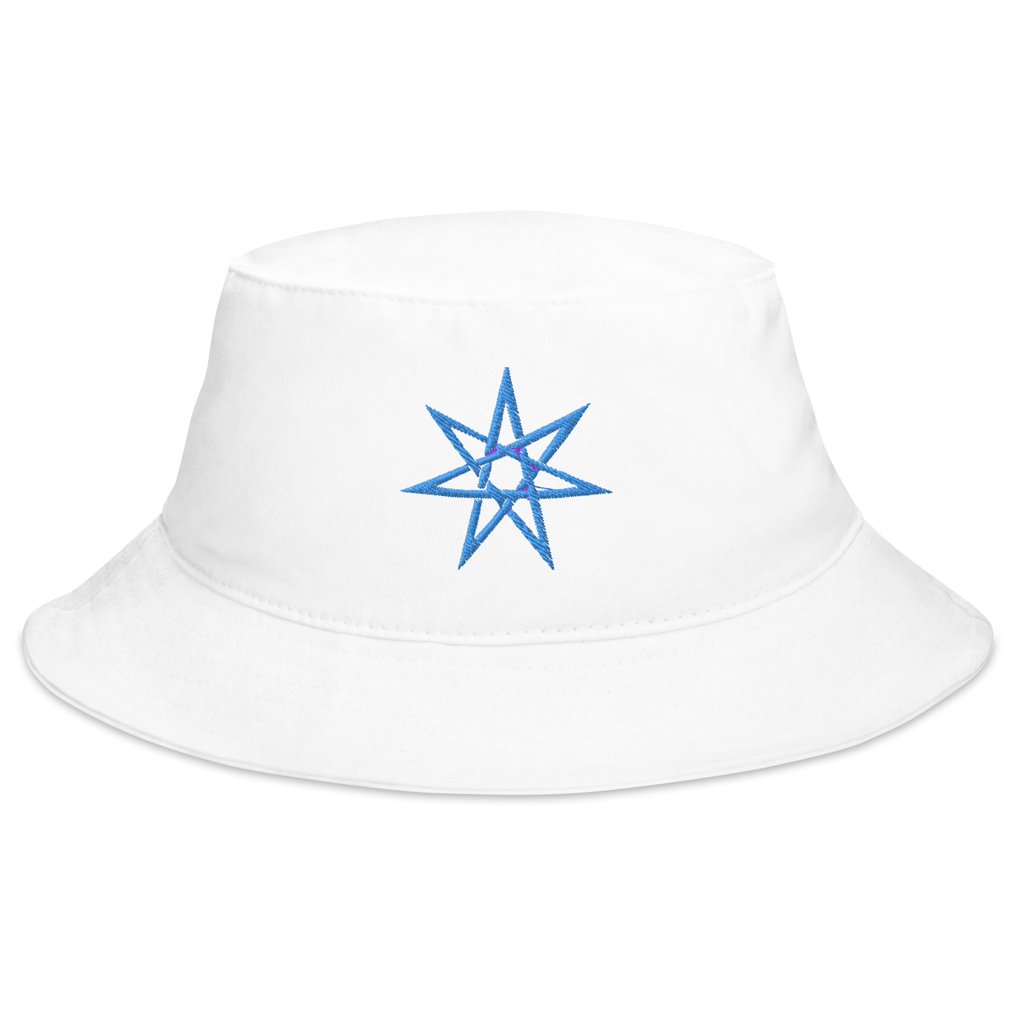 Blue Elven Star Embroidered Bucket Hat Pagan Witchcraft Symbol