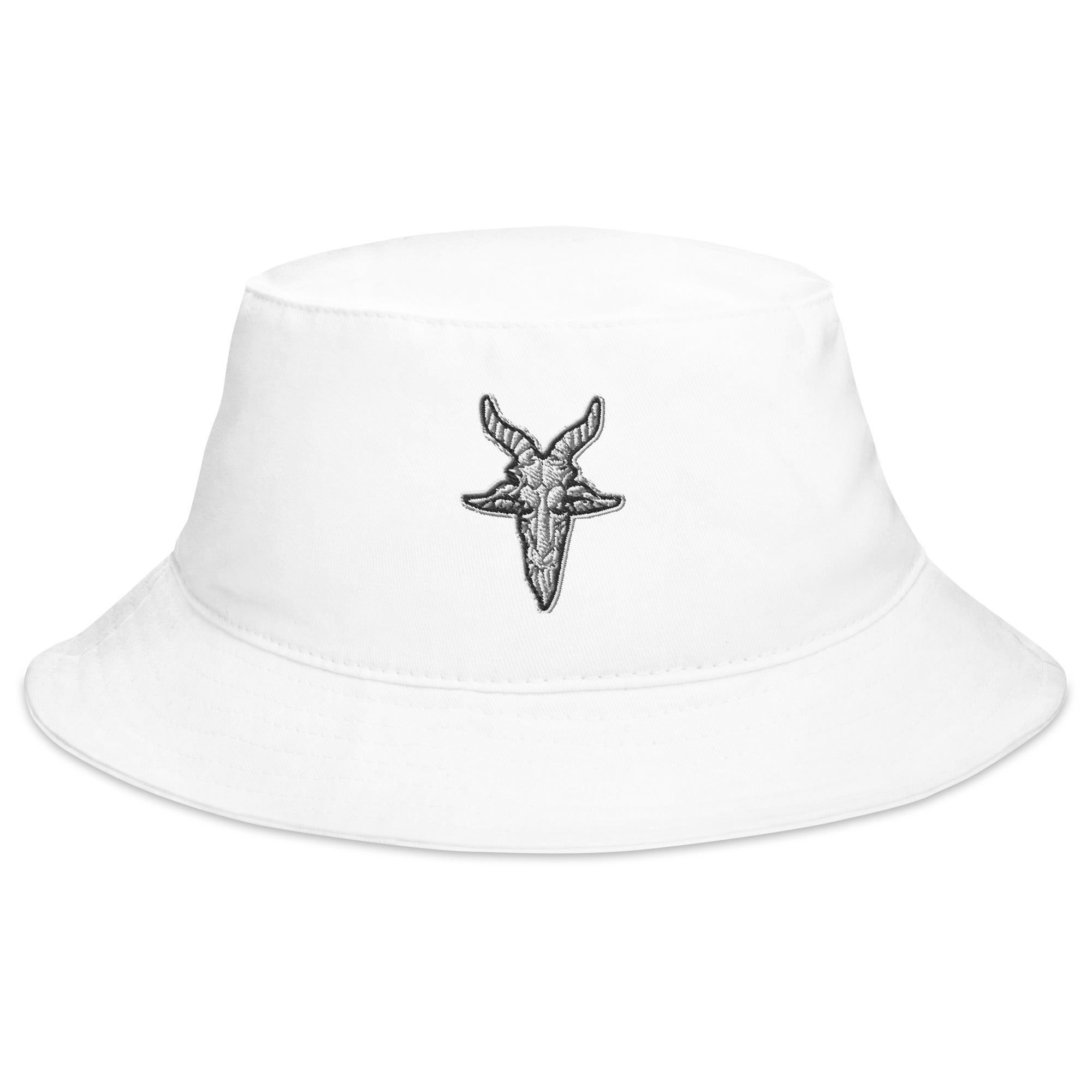 Evil Goat Head Baphomet Embroidered Bucket Hat