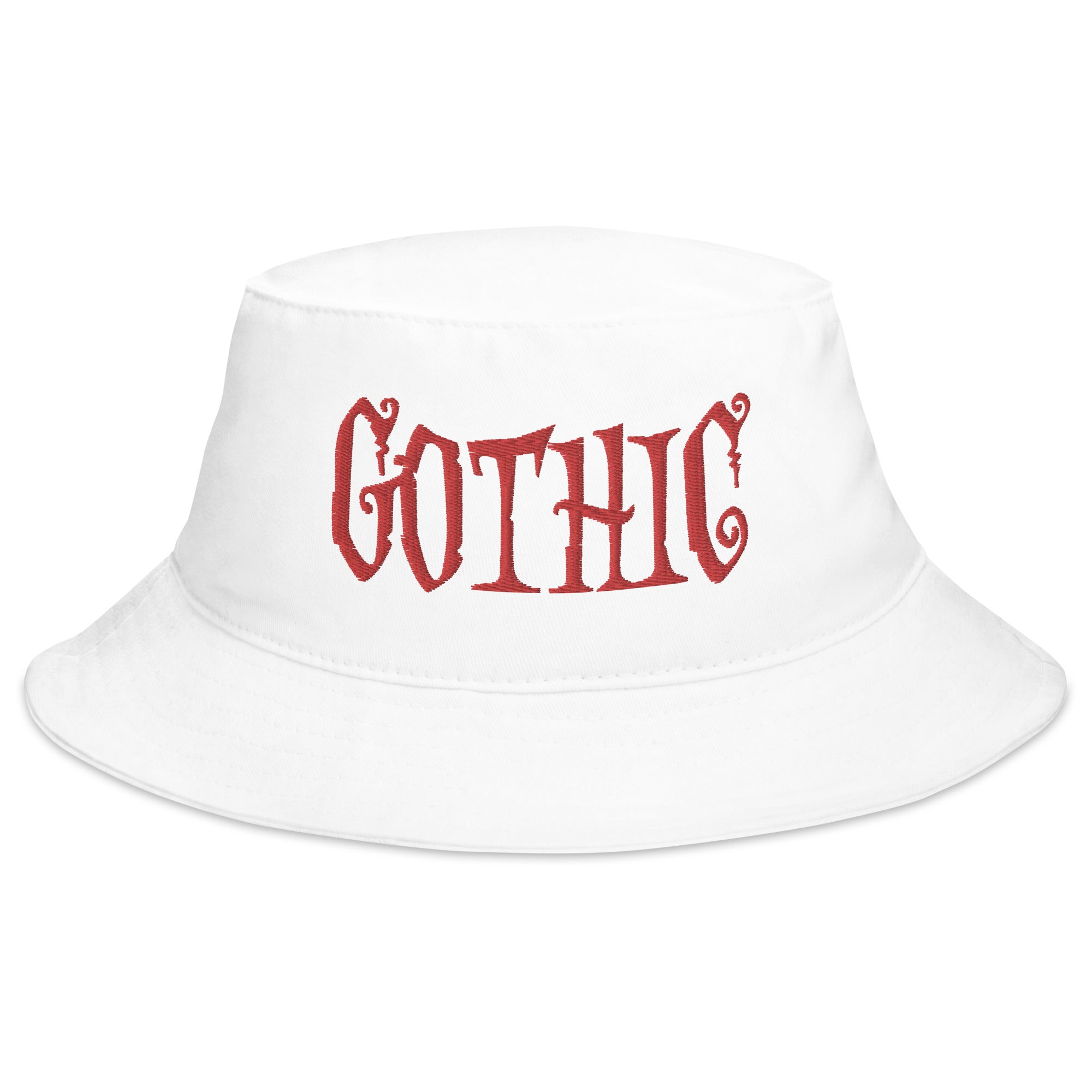 Red Gothic Dramatic Style Embroidered Bucket Hat Goth Fashion