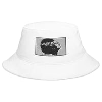 White bucket hat with Halloween Monster Bride of Frankenstein embroidered artwork, front view