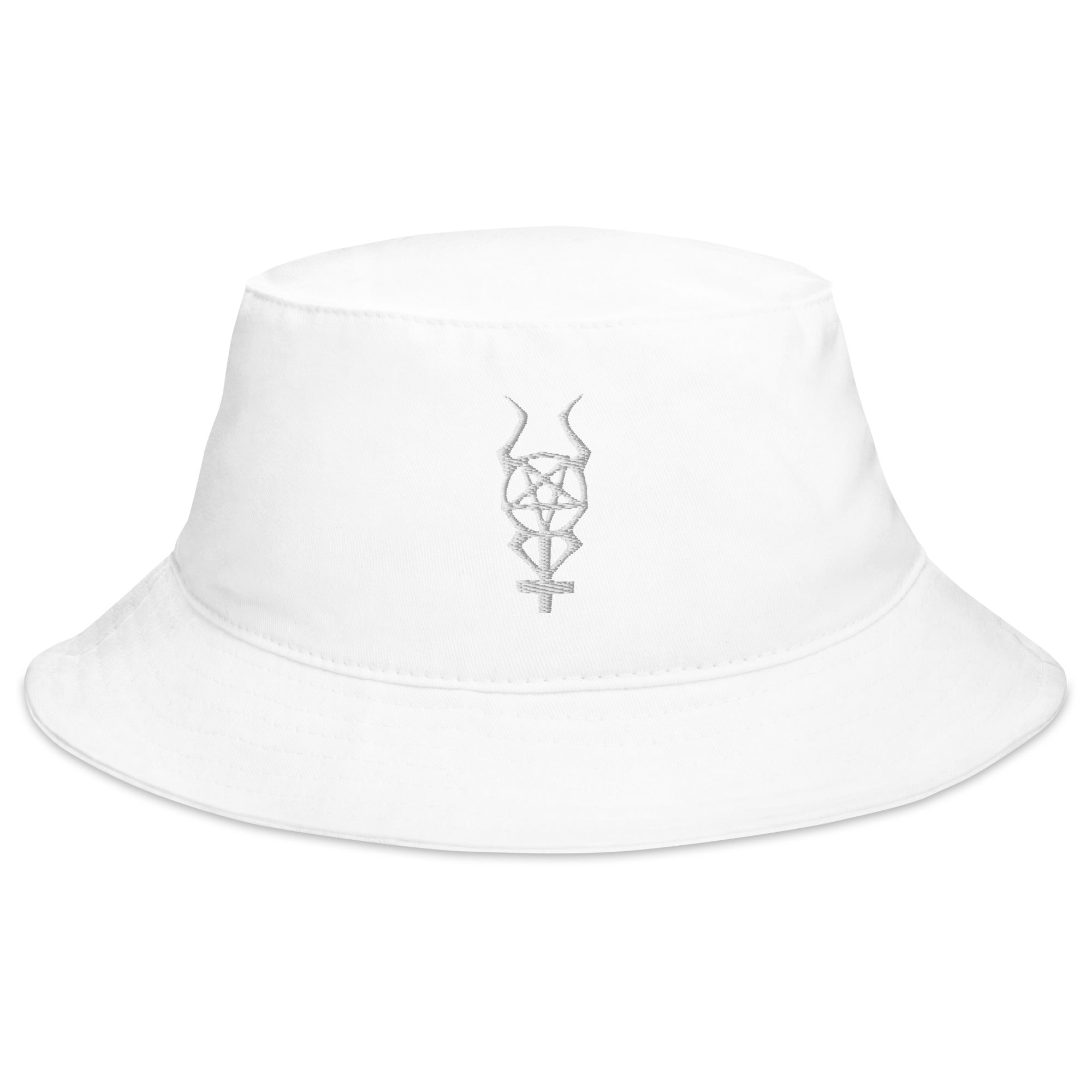 Horned Pentacross Inverted Cross w/ Pentagram Embroidered Bucket Hat