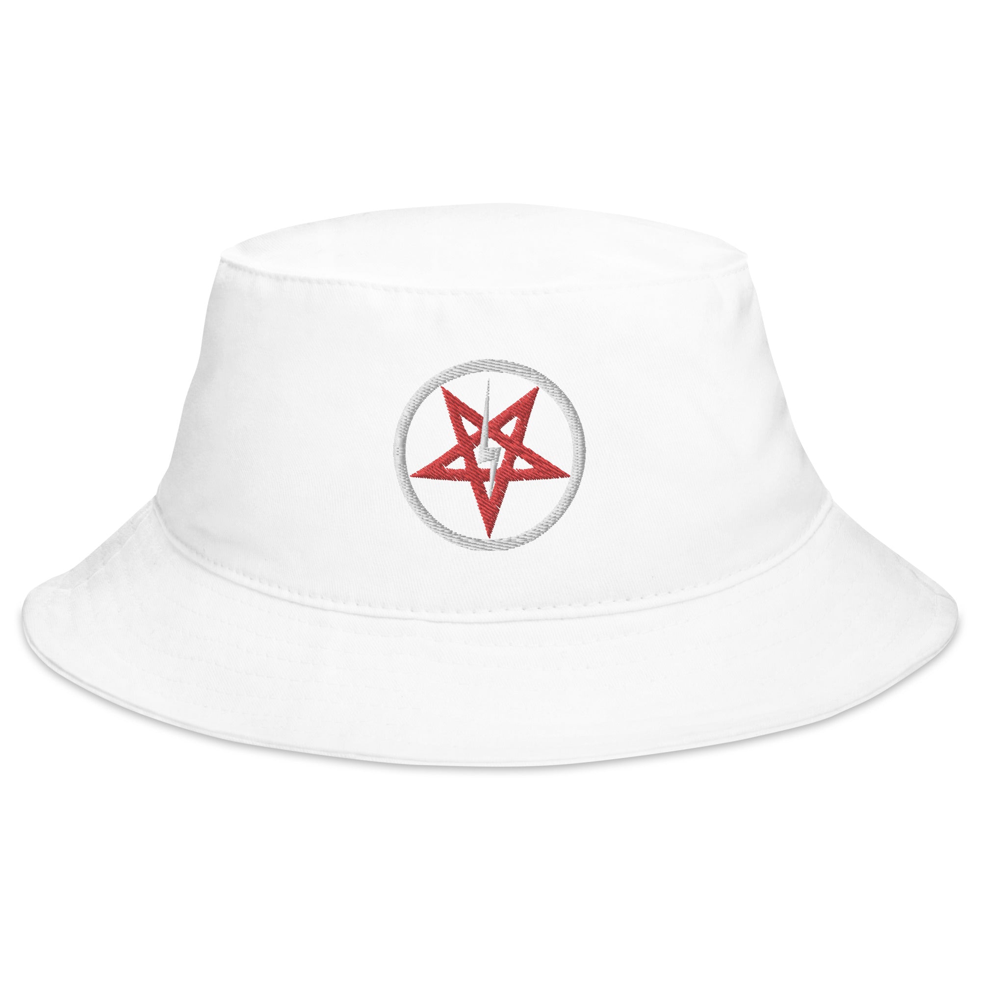 Lightning Bolt Inverted Pentagram Occult Symbol Embroidered Bucket Hat