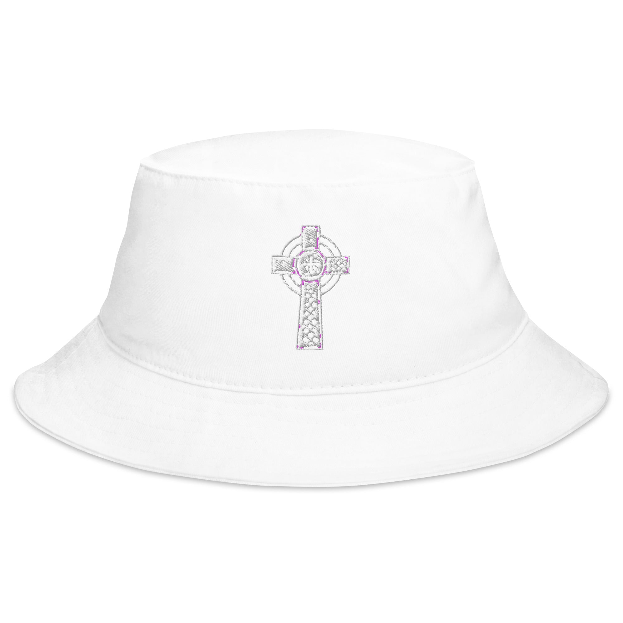 Old Celtic Cross Circle of Light Embroidered Bucket Hat