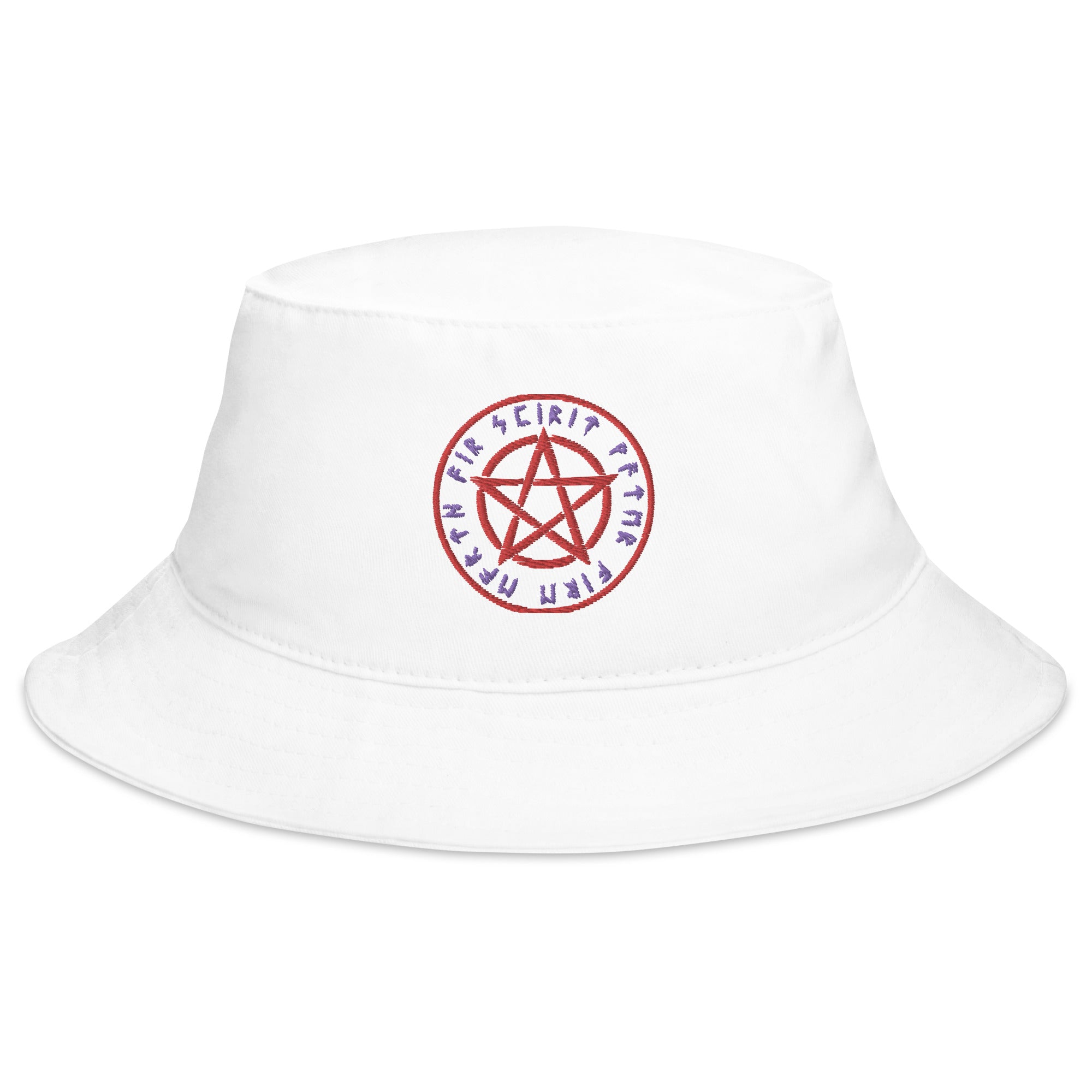 Rune Script Wiccan Ritual Pentagram Embroidered Bucket Hat