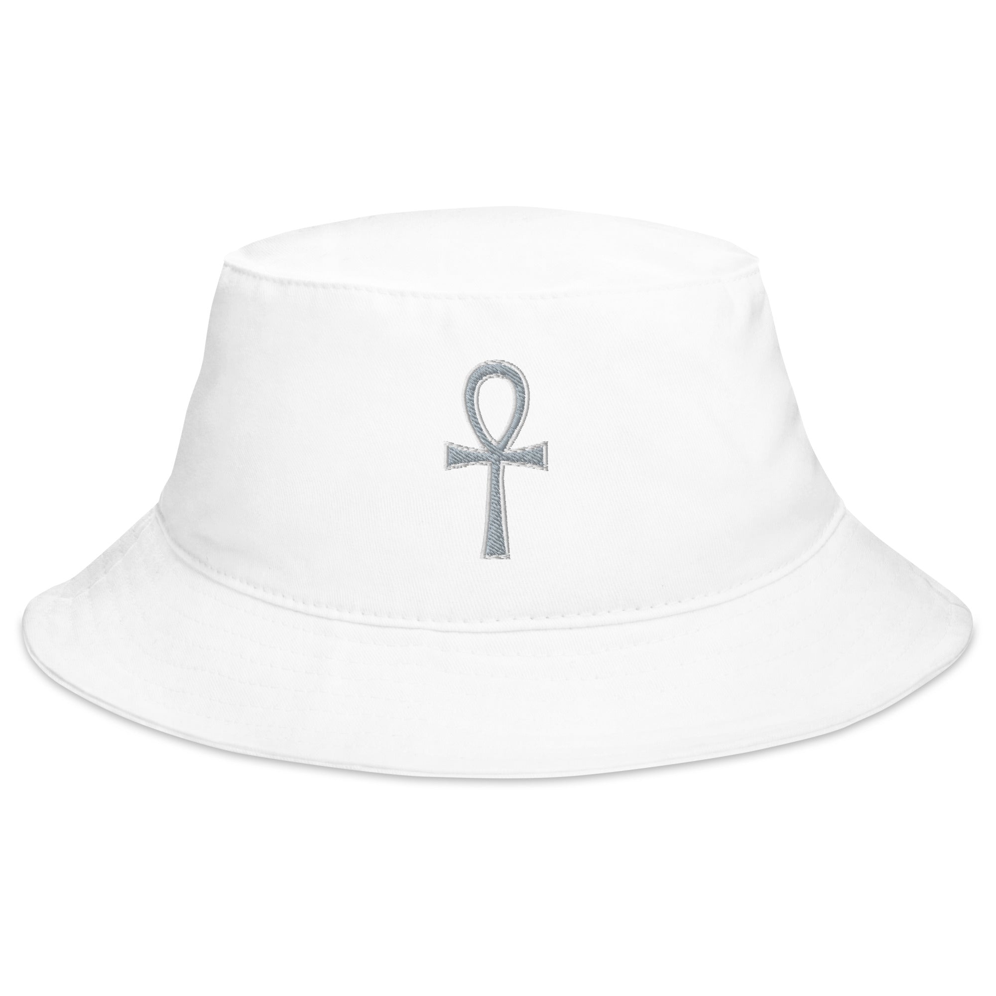 Grey The Key of Life Ankh Ancient Egyptian Culture Embroidered Bucket Hat