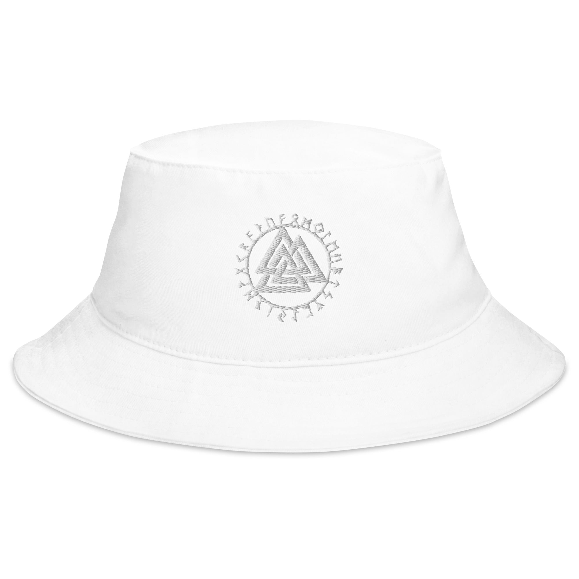 The Valknut Symbol with Viking Runes Embroidered Bucket Hat