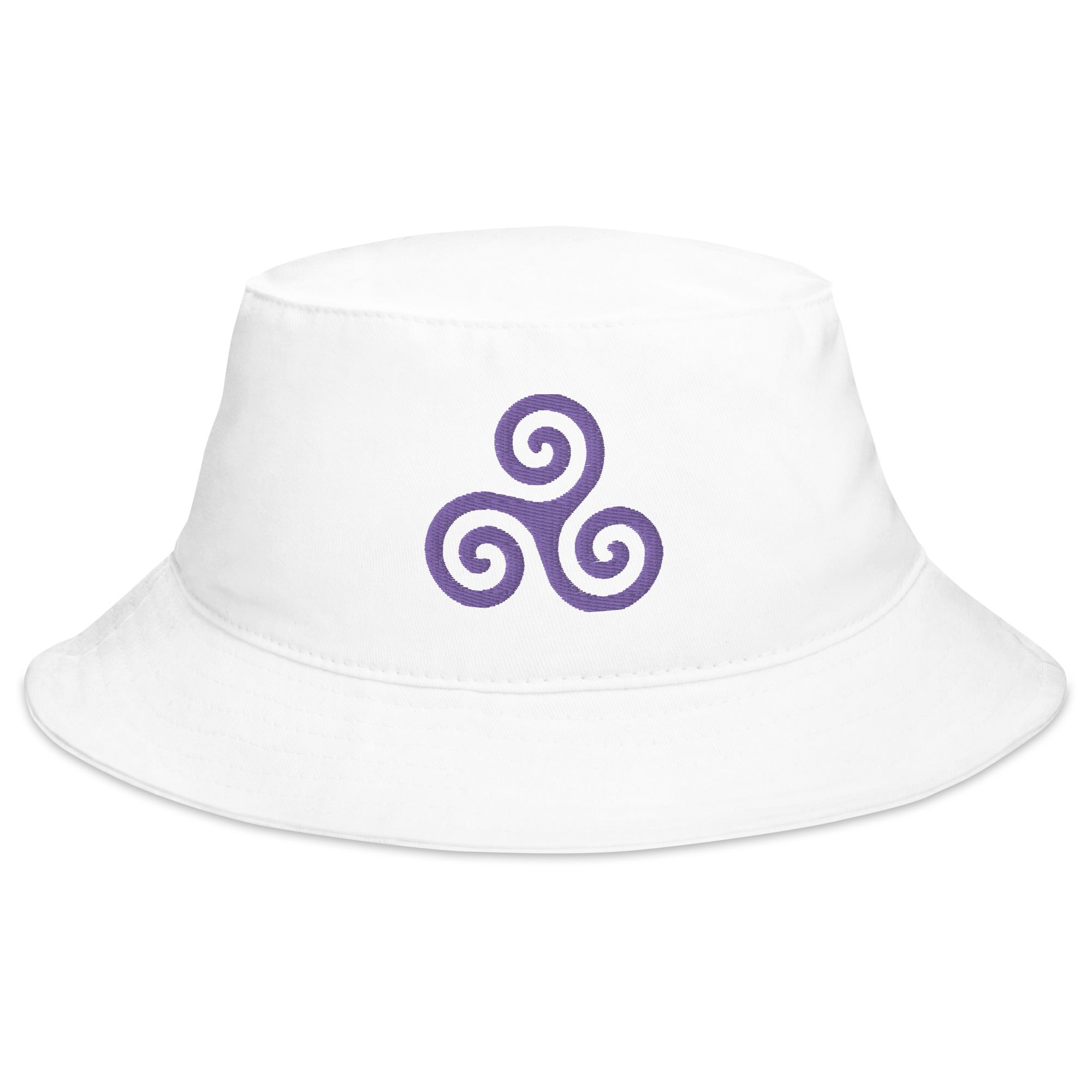 Purple Triskelion or Triskeles Spiral Embroidered Bucket Hat Archimedean