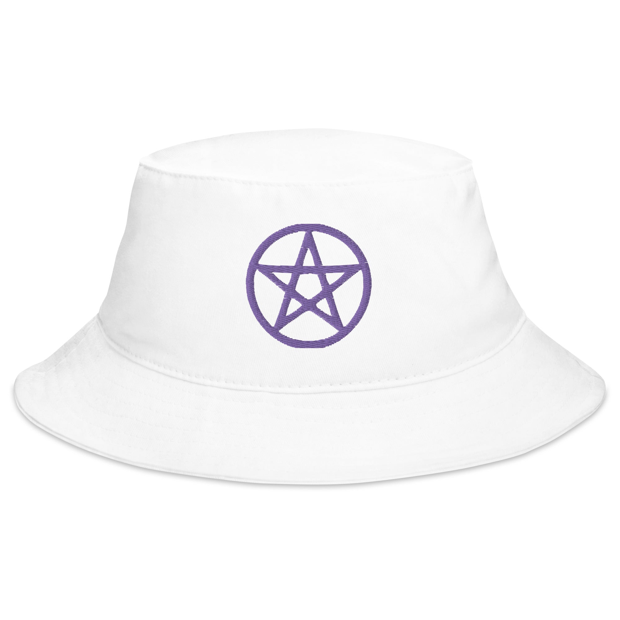 Purple Wiccan Witchcraft Pentagram Embroidered Bucket Hat Pagan Ritual