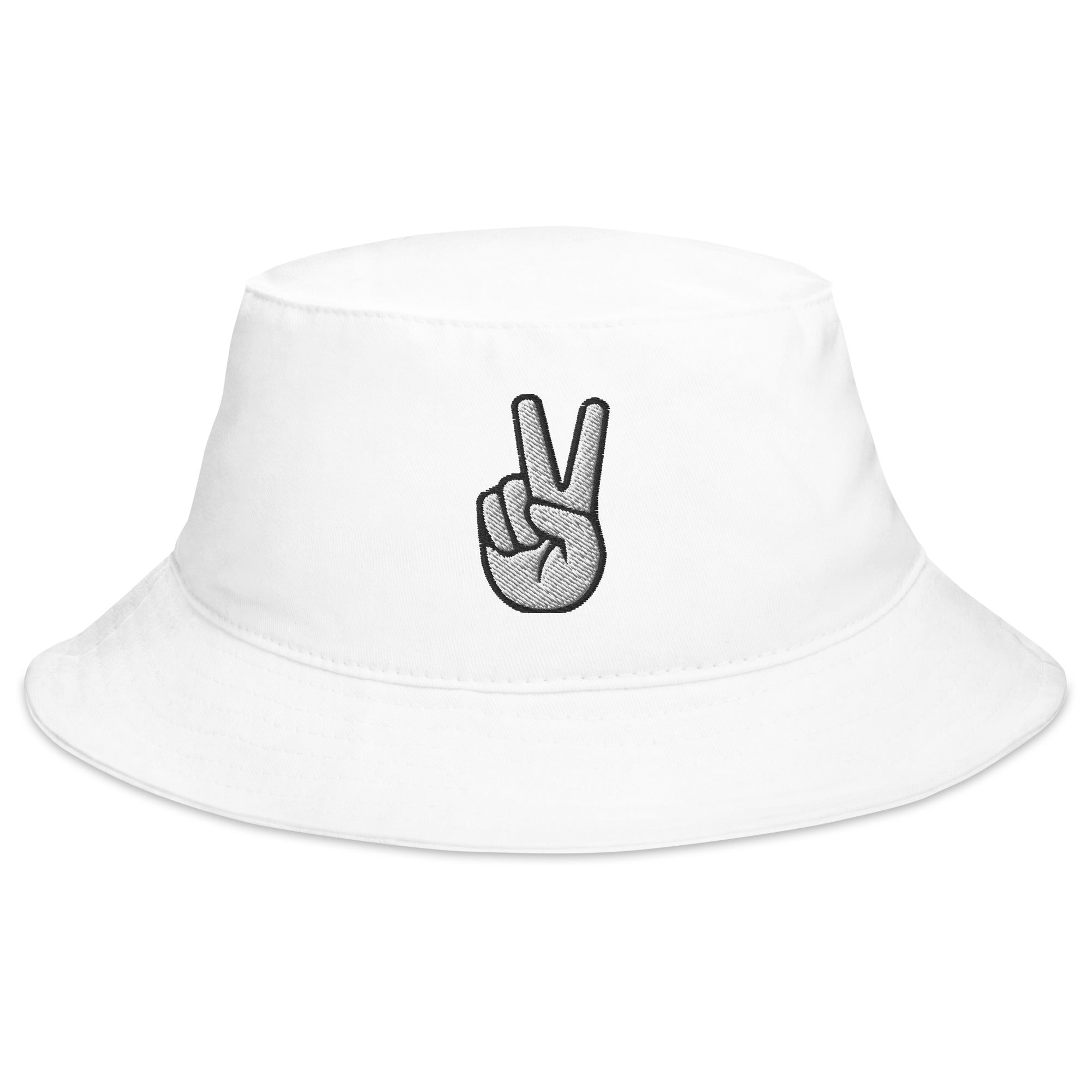The V Sign for Victory Hand Gesture Embroidered Bucket Hat