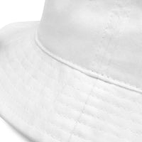 White bucket hat with Goth Black Broken Heart Valentines Day embroidered artwork, product image 2