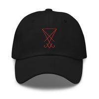 Red Thread Sigil of Lucifer Symbol The Seal of Satan embroidered dad hat, product image 1