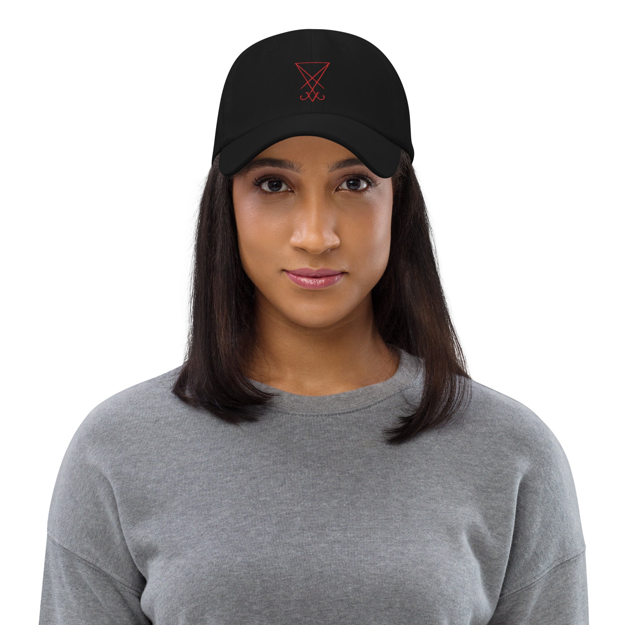 Red Thread Sigil of Lucifer Symbol The Seal of Satan Embroidered Baseball Cap Dad hat - Edge of Life Designs