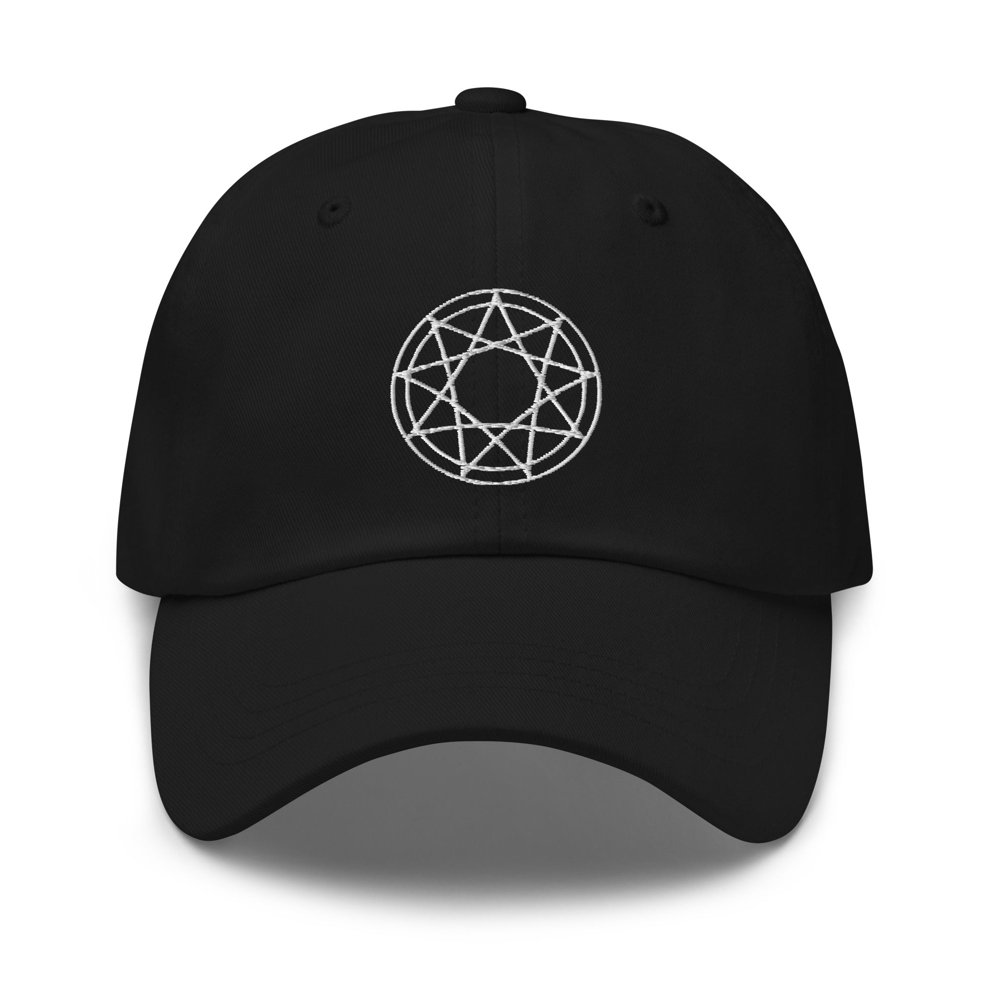 9 Point Star Pentagram Occult Symbol Embroidered Baseball Cap Slipknot Dad hat White Thread - Edge of Life Designs