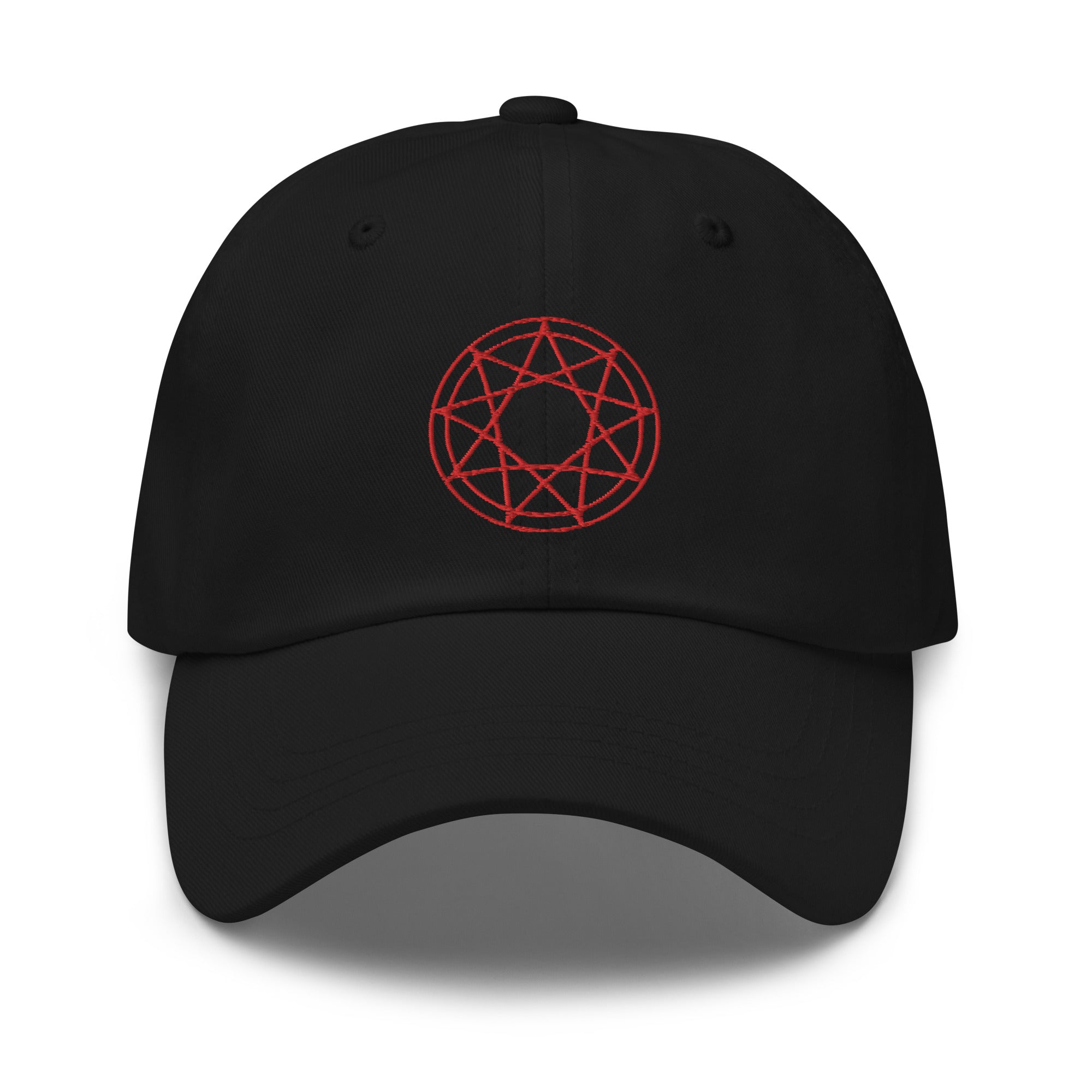 9 Point Star Pentagram Occult Symbol Embroidered Baseball Cap Slipknot Dad hat Red Thread - Edge of Life Designs