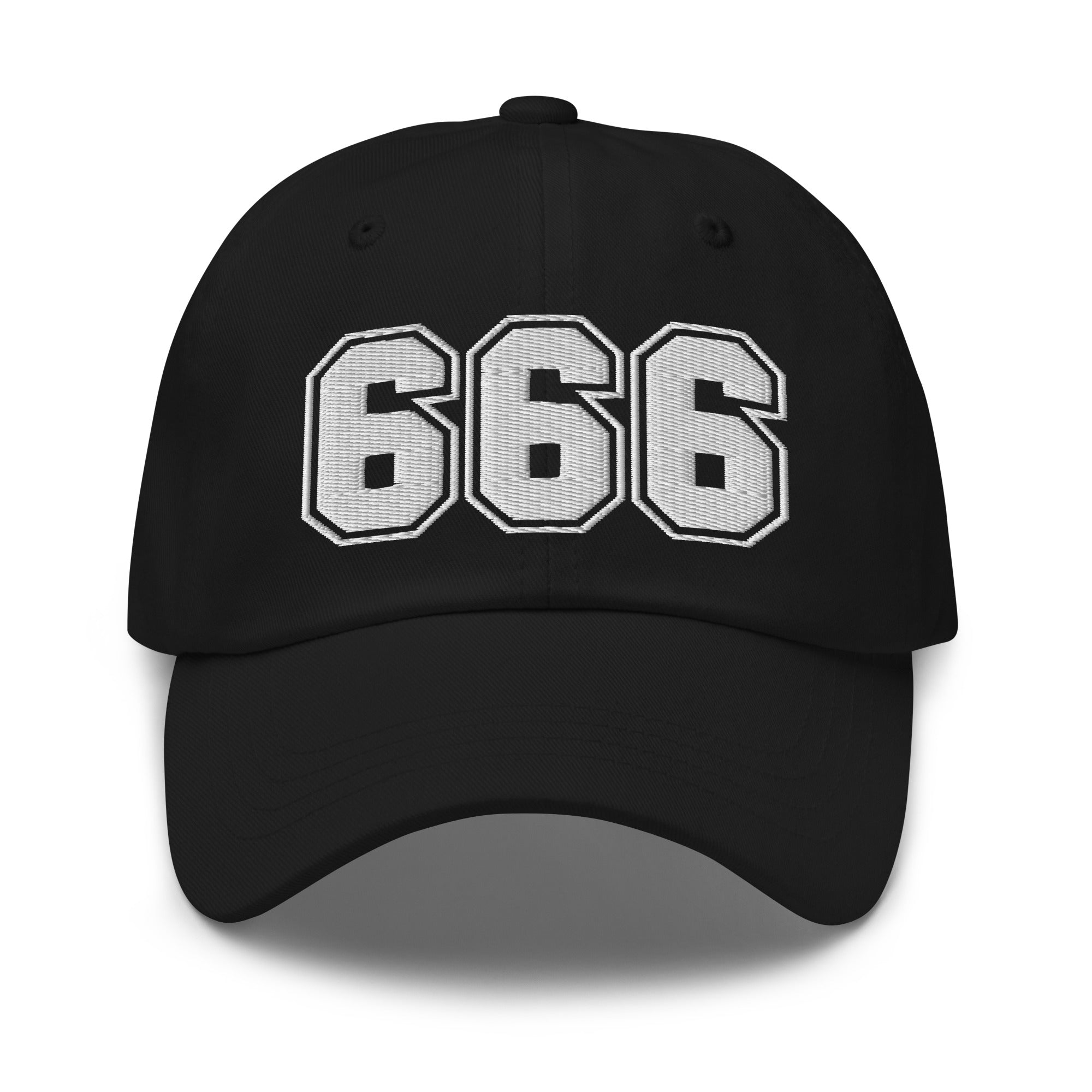 666 The Number of the Beast Evil Embroidered Baseball Cap Dad hat White Thread - Edge of Life Designs
