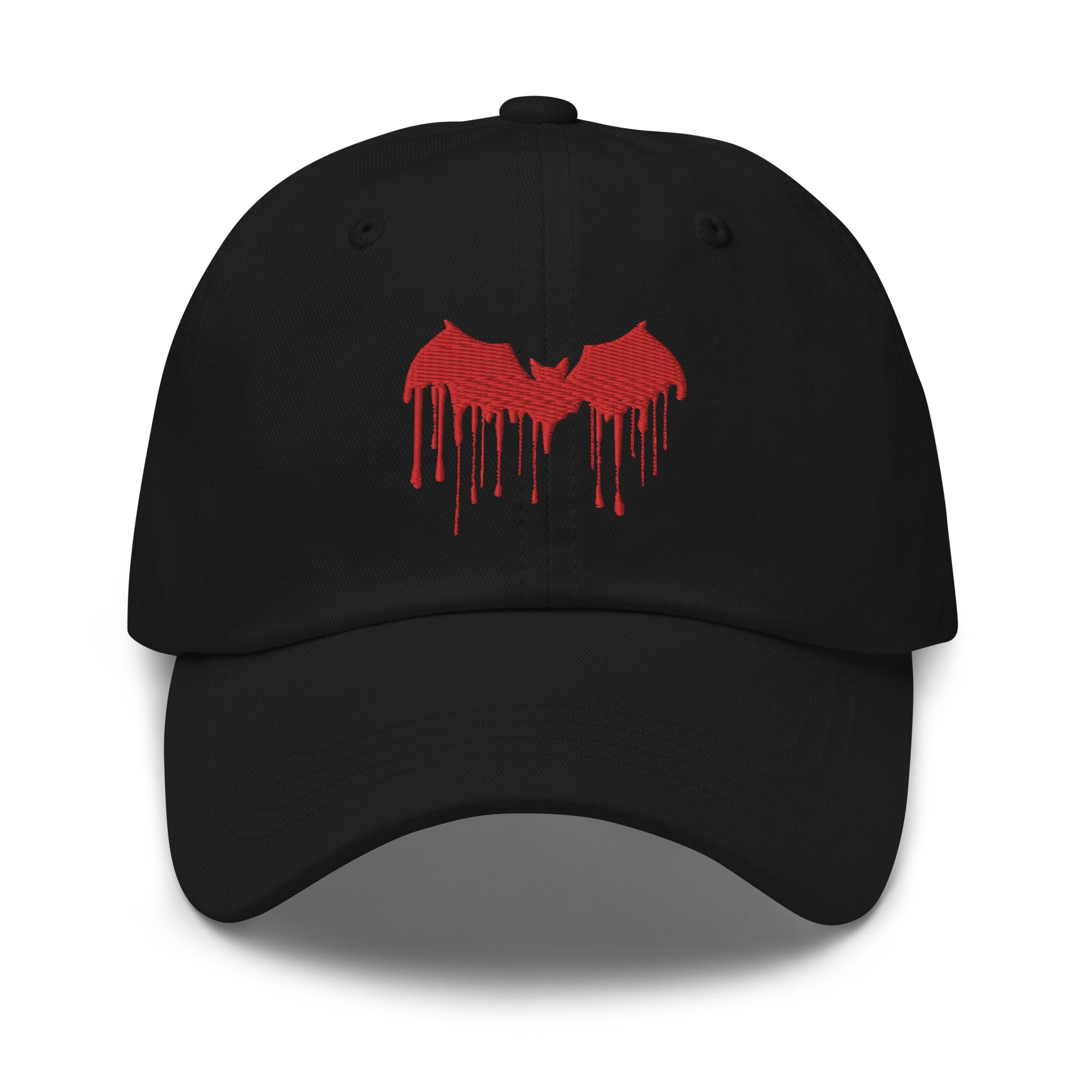 Vampire Bat Blood Drip Embroidered Baseball Cap Dad hat Red Thread - Edge of Life Designs