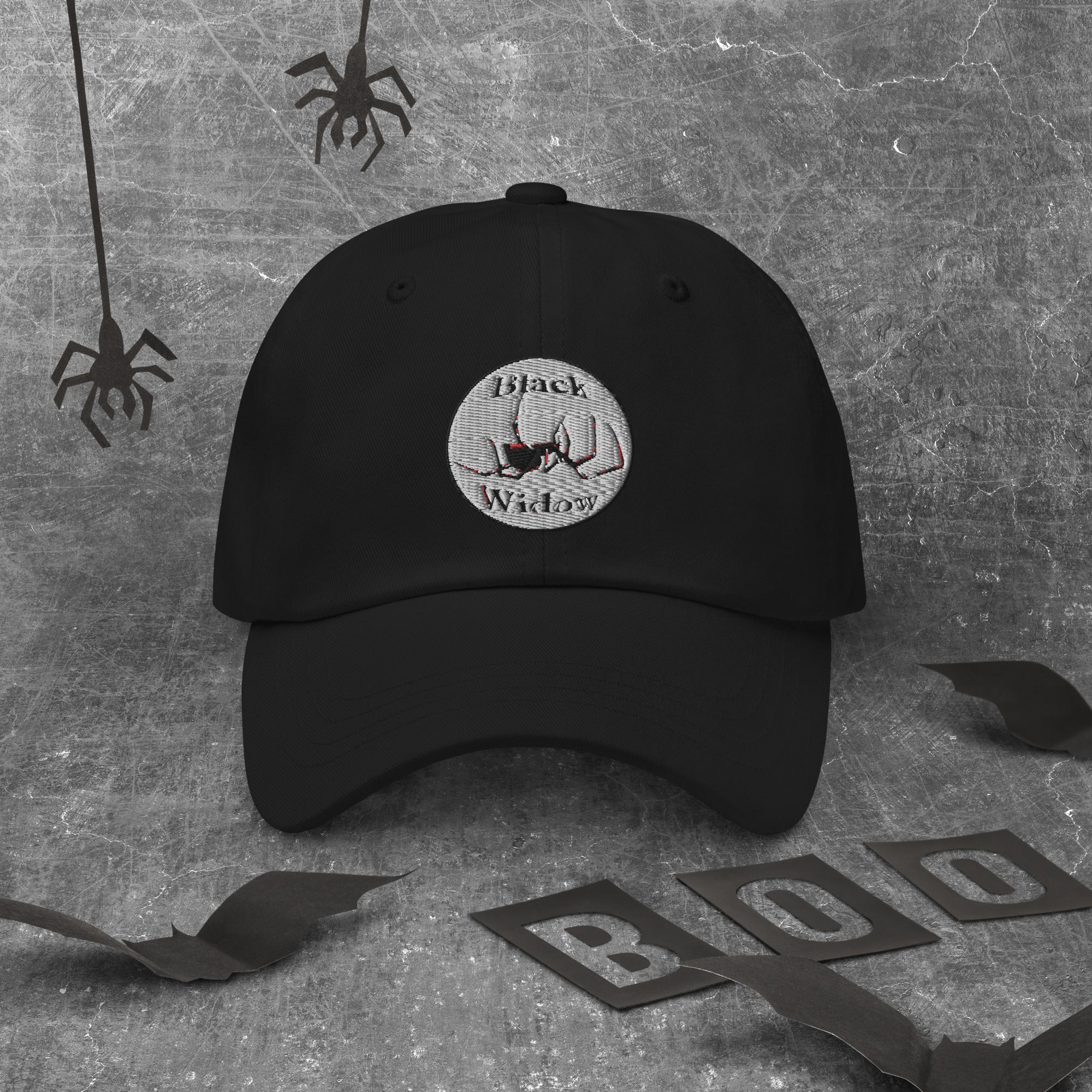 Latrodectus Black Widow Spider Embroidered Baseball Cap Dad hat Arachnid - Edge of Life Designs